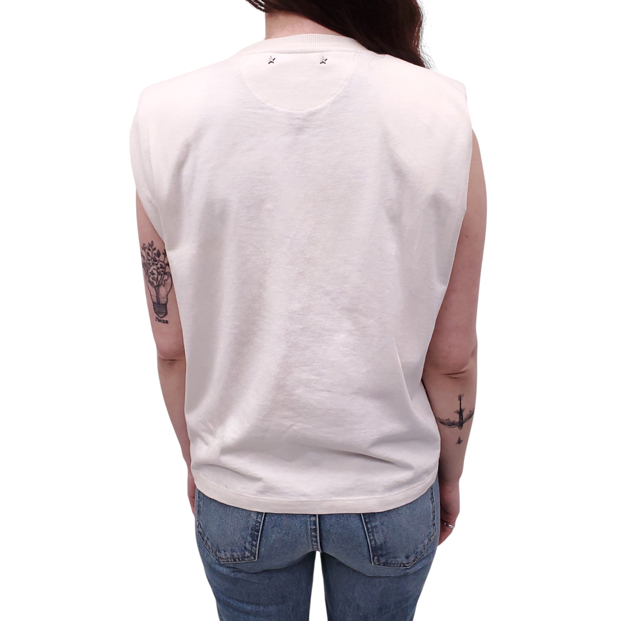 GOLDEN GOOSE CREAM CRYSTAL TANK TOP - SIZE XS