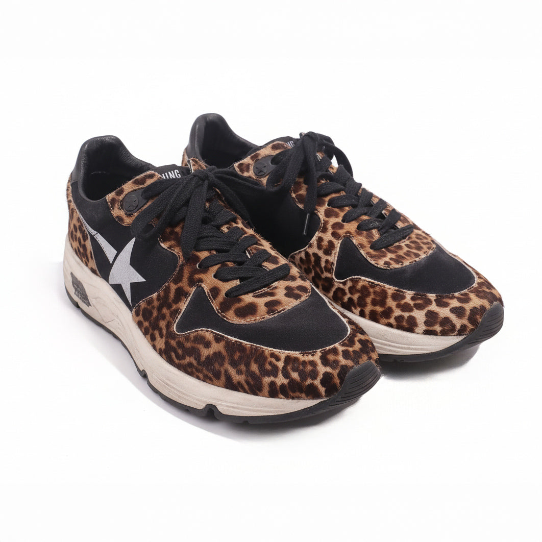 GOLDEN GOOSE LEOPARD AND BLACK RUNNING SHOES - SIZE 39