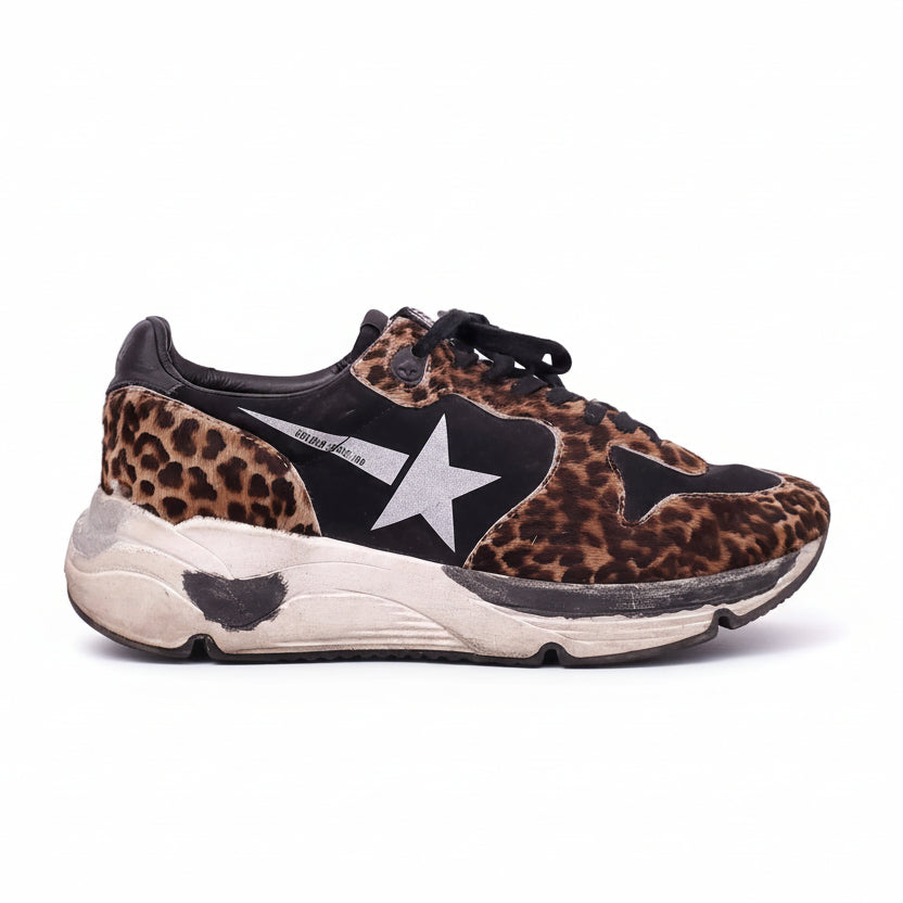 GOLDEN GOOSE LEOPARD AND BLACK RUNNING SHOES - SIZE 39