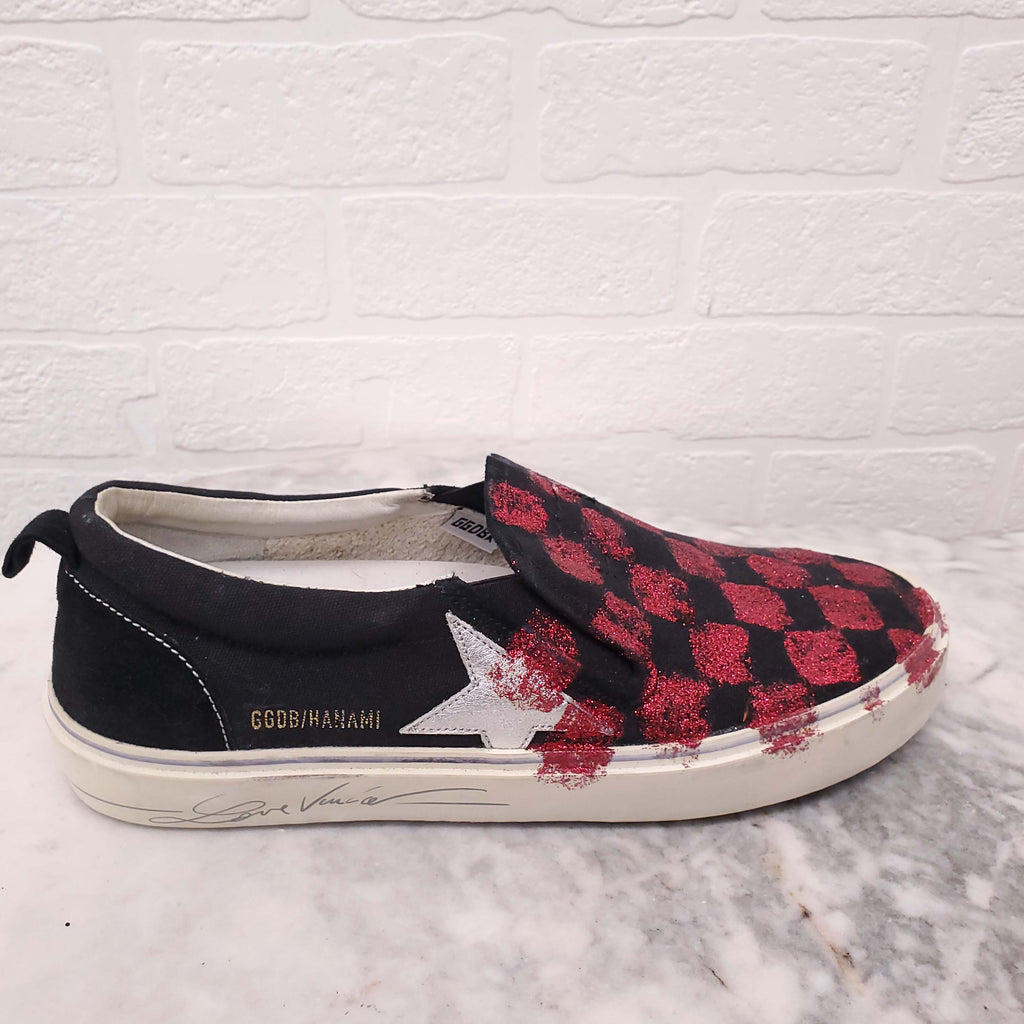 GOLDEN GOOSE RED AND GREEN HANAMI SNEAKERS - SIZE 39