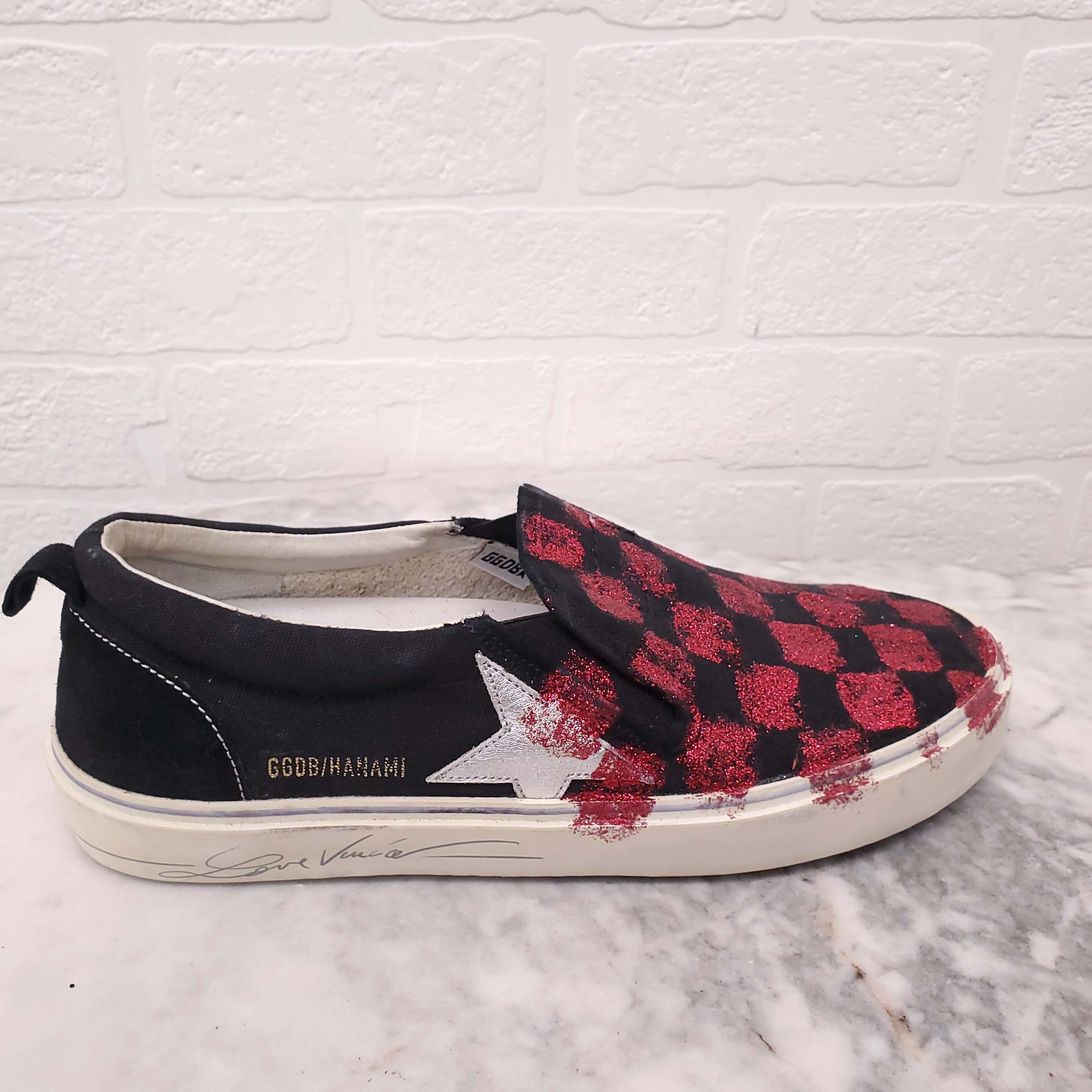 GOLDEN GOOSE RED AND GREEN HANAMI SNEAKERS - SIZE 39