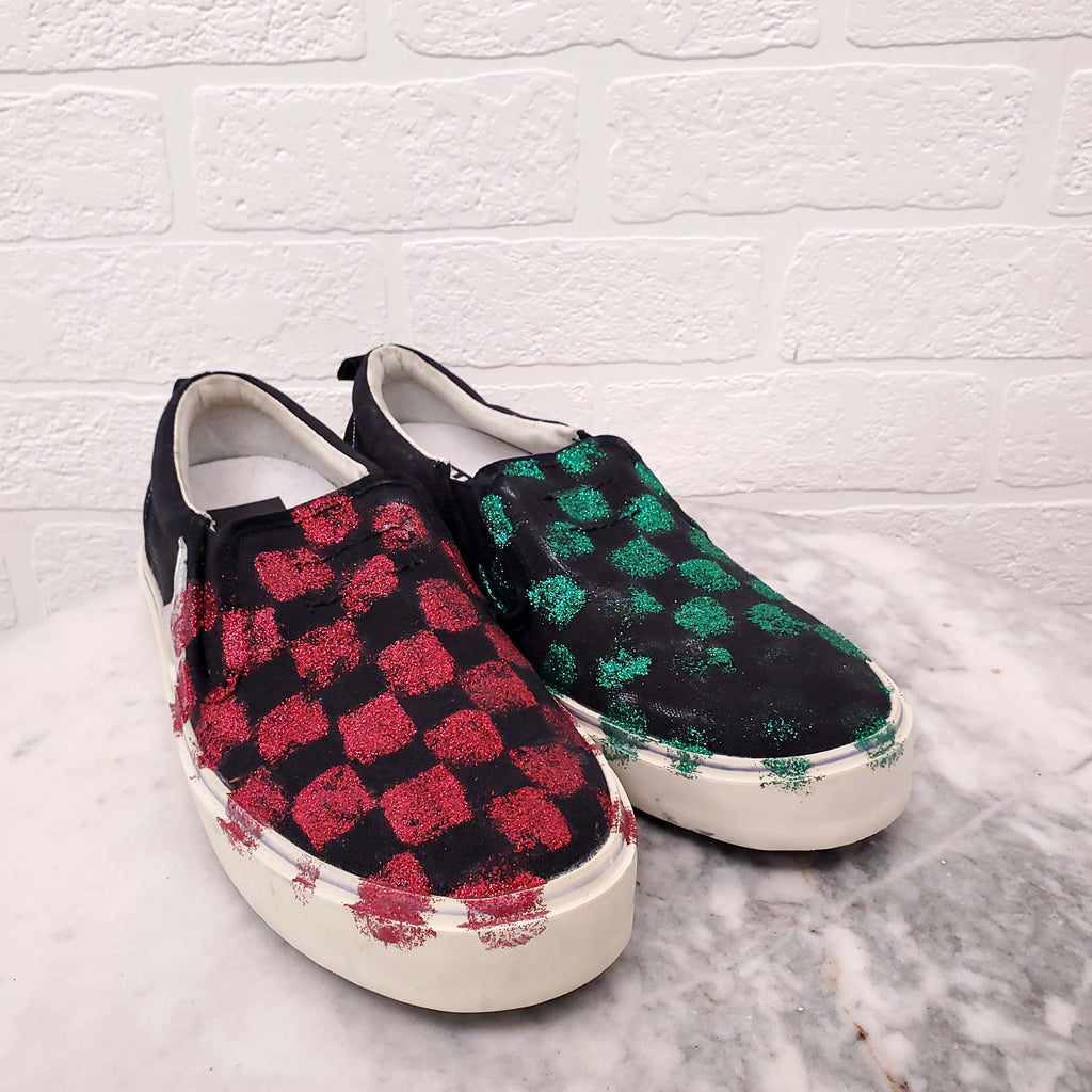 GOLDEN GOOSE RED AND GREEN HANAMI SNEAKERS - SIZE 39