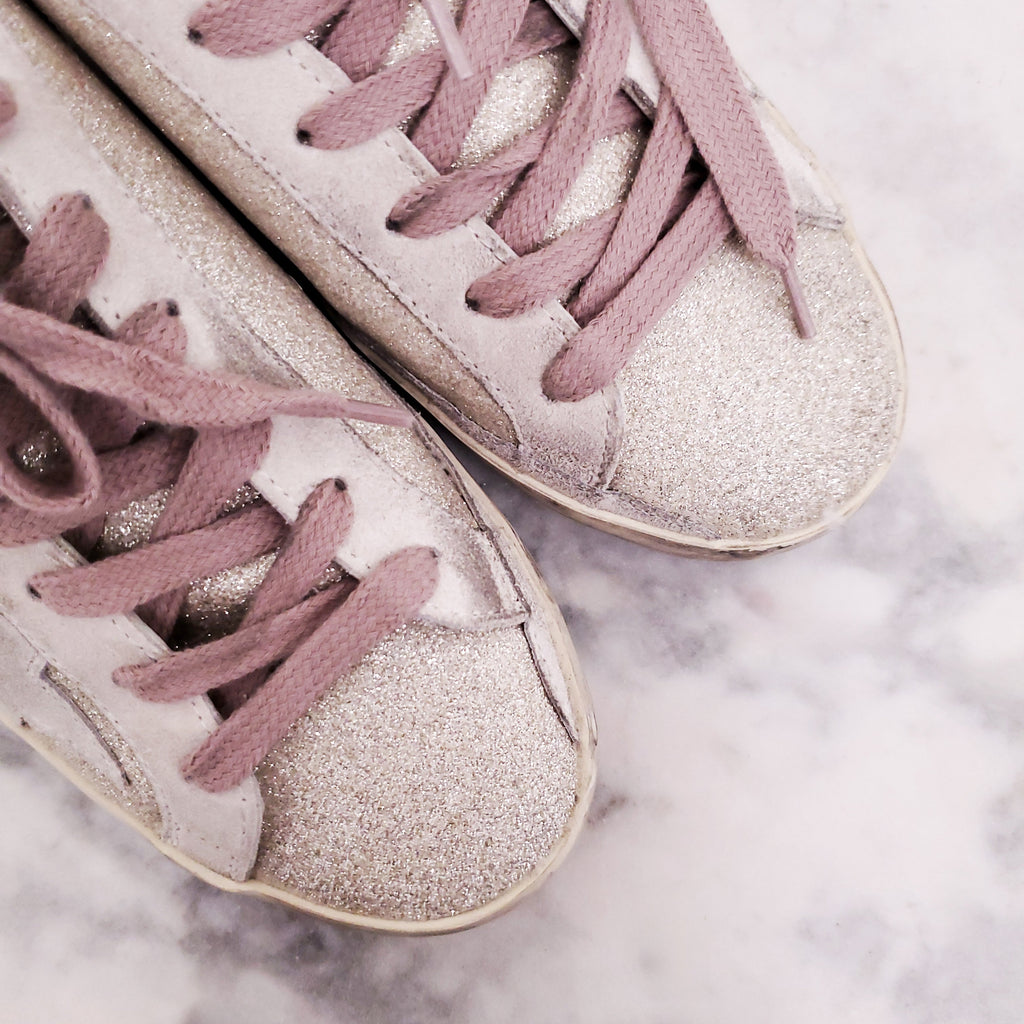 GOLDEN GOOSE SILVER GLITTER 'SUPERSTAR' SNEAKERS - SIZE 34
