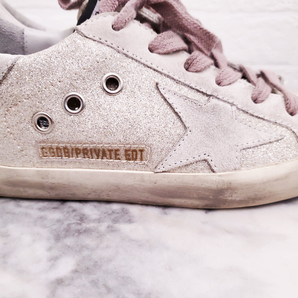 GOLDEN GOOSE SILVER GLITTER 'SUPERSTAR' SNEAKERS - SIZE 34