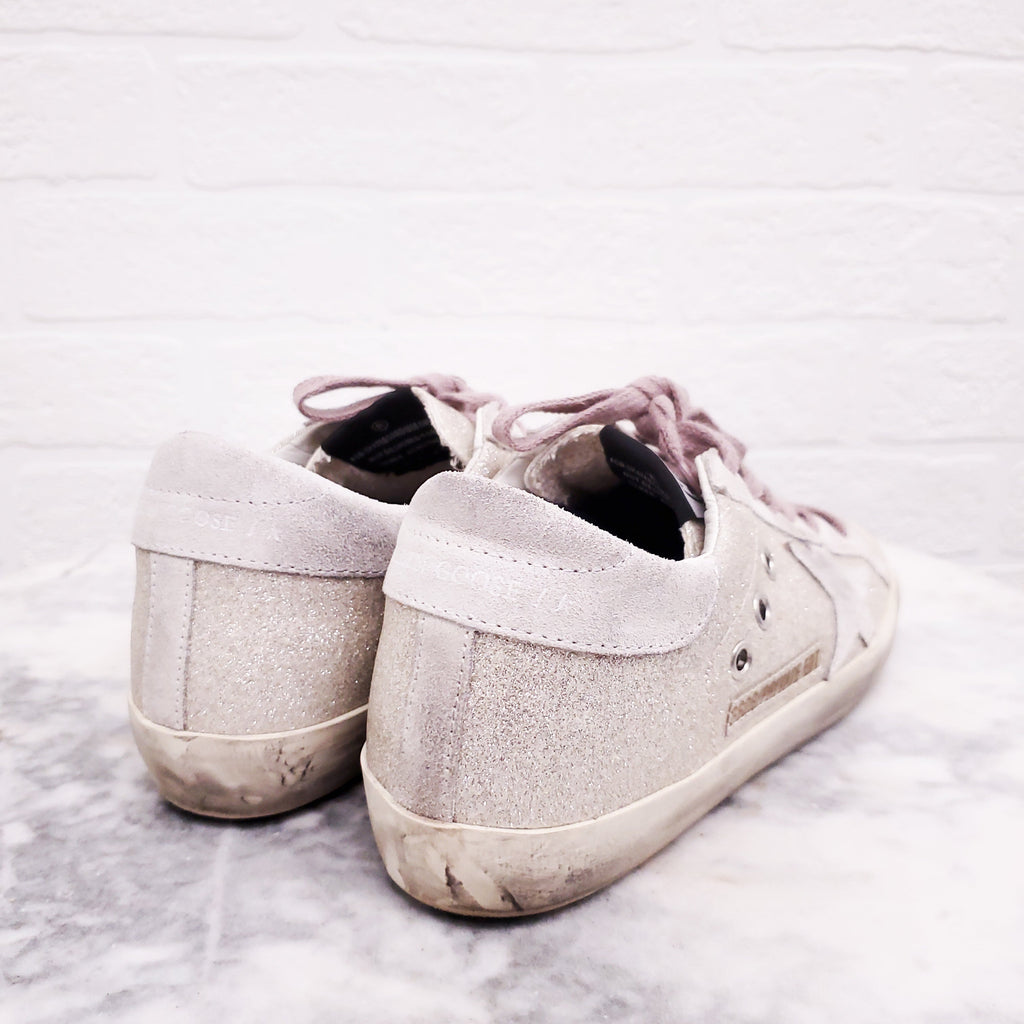 GOLDEN GOOSE SILVER GLITTER 'SUPERSTAR' SNEAKERS - SIZE 34