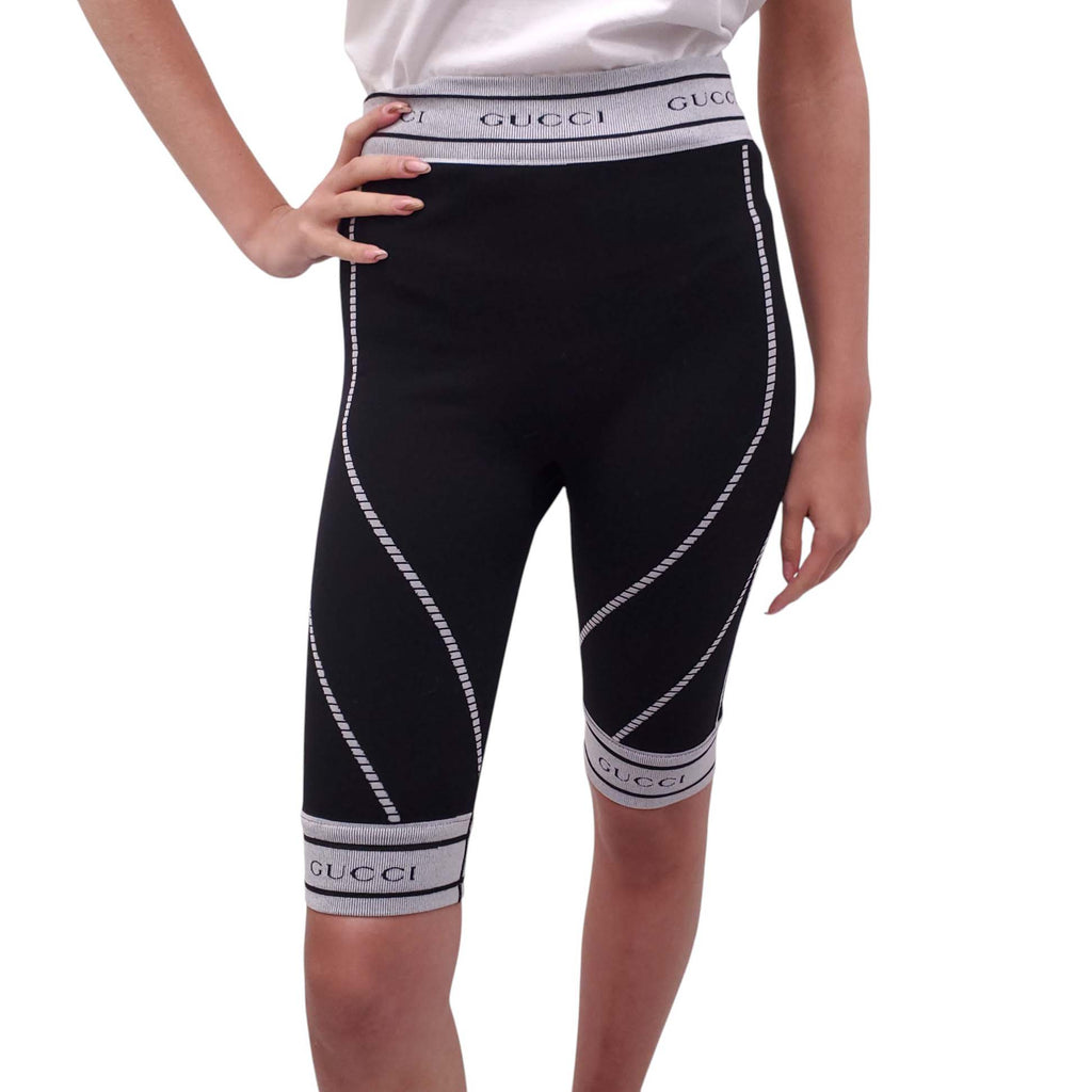 GUCCI BLACK ATHLETIC SHORTS WITH LOGO - SIZE M