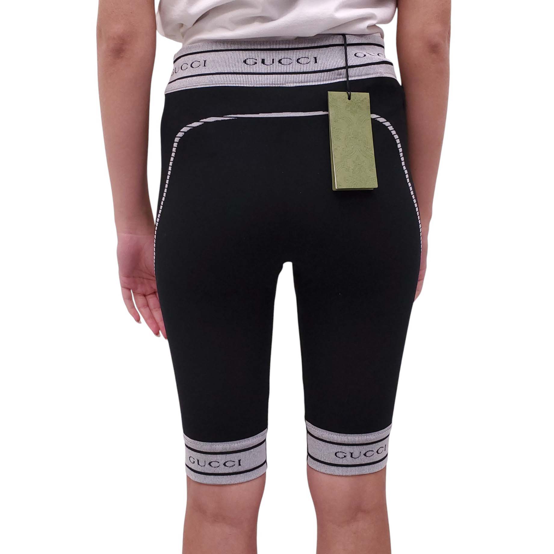 GUCCI BLACK ATHLETIC SHORTS WITH LOGO - SIZE M