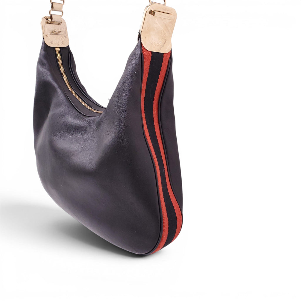 GUCCI BLACK ATTACHE SMALL LEATHER SHOULDER BAG