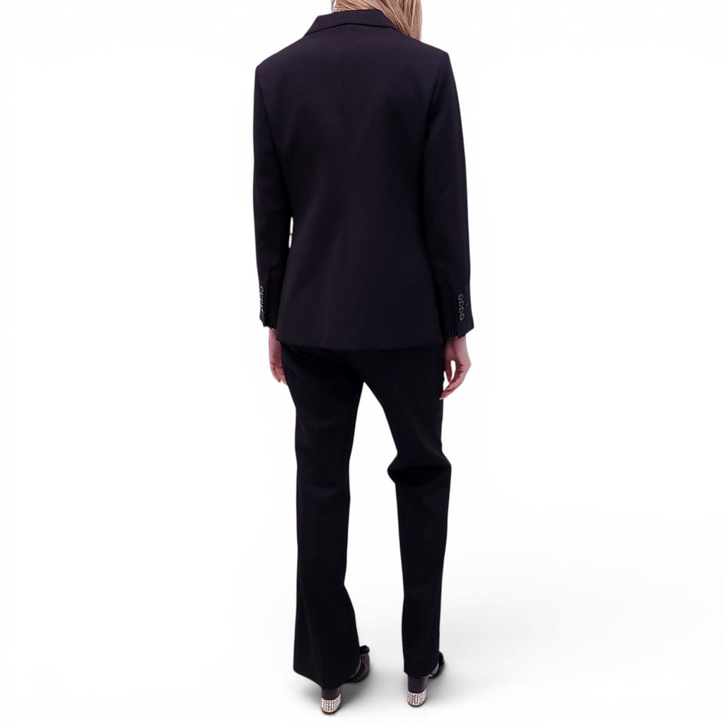 GUCCI BLACK SUIT WITH PLEATED SLEEVE DETAIL - SIZE 6