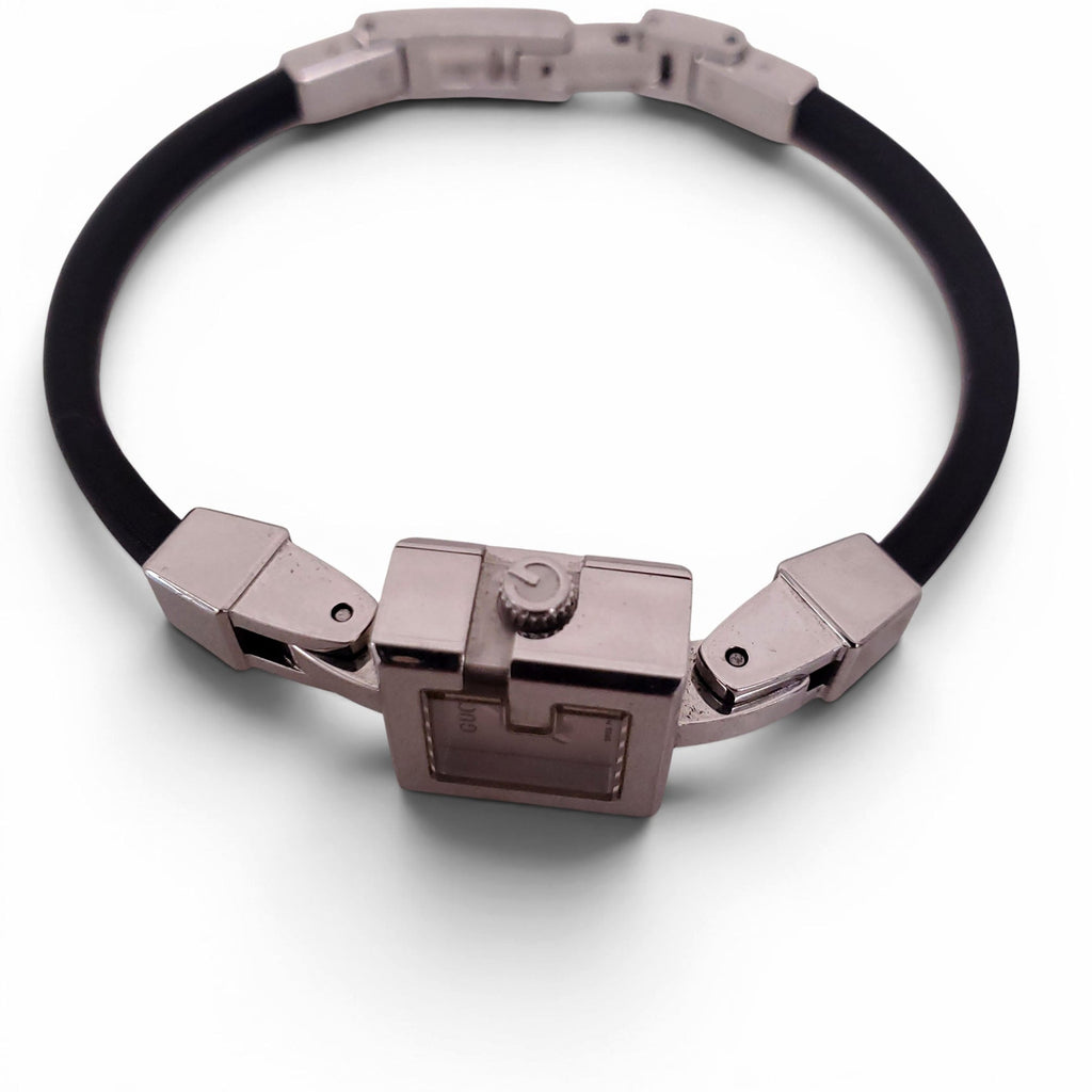 GUCCI BLACK THIN BAND GG LOGO WATCH