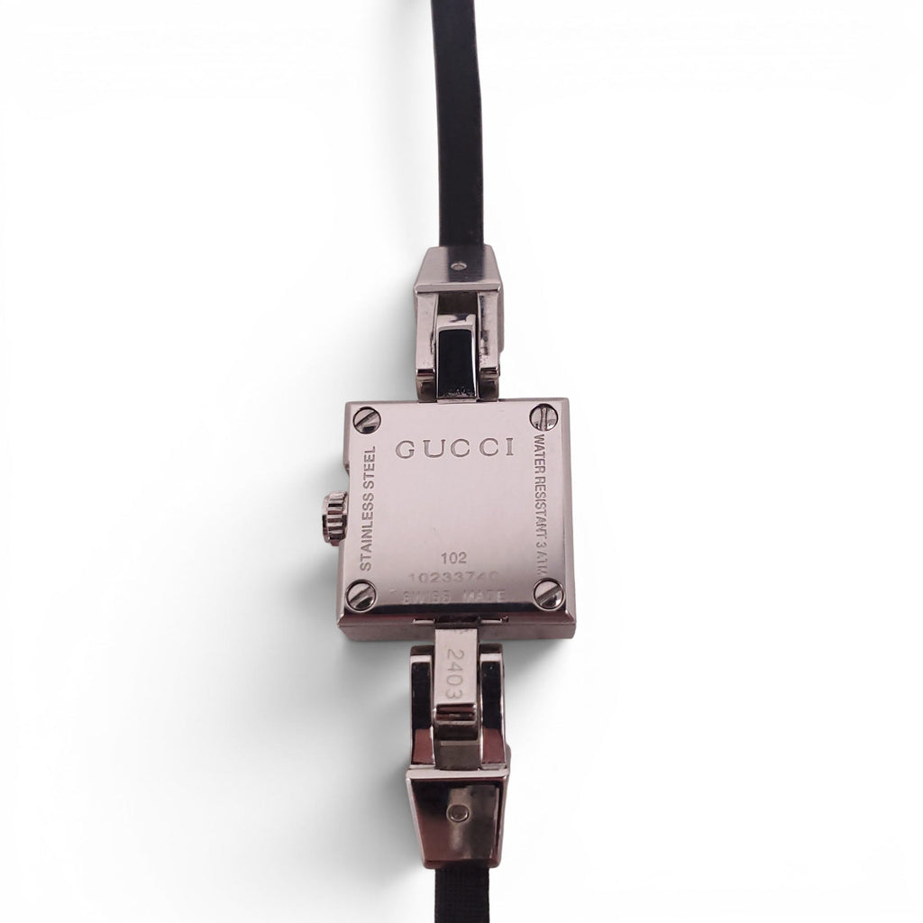GUCCI BLACK THIN BAND GG LOGO WATCH