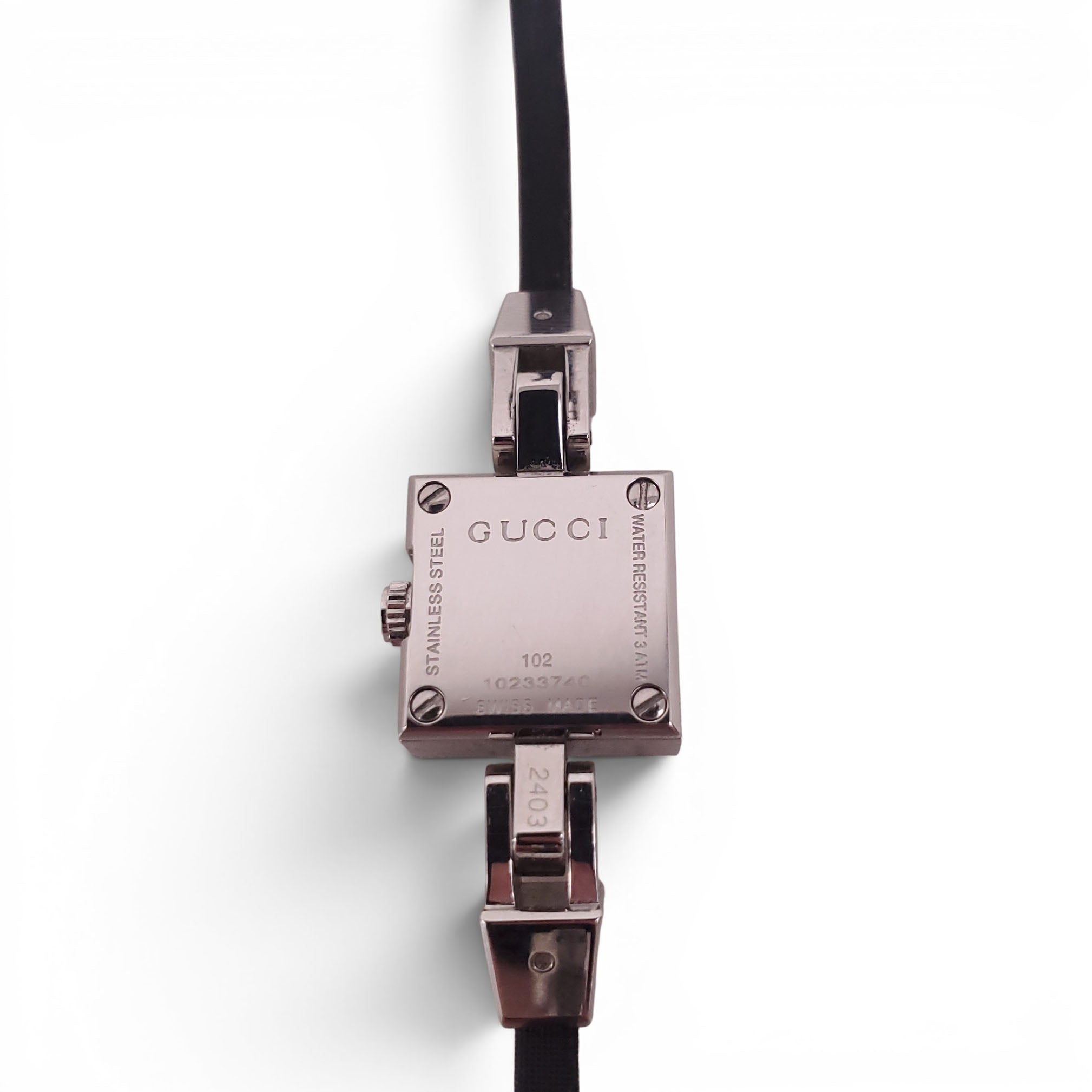 GUCCI BLACK THIN BAND GG LOGO WATCH