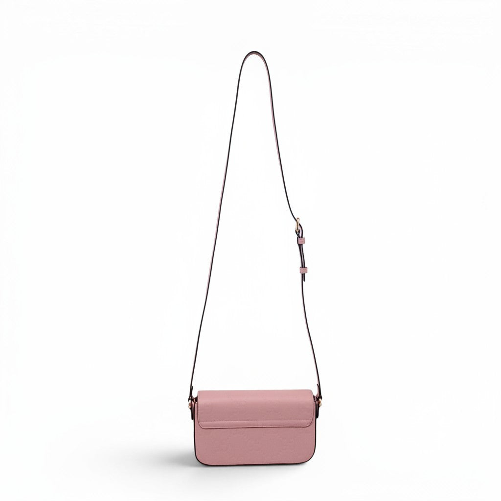 GUCCI BLUSH PINK GG EMBOSSED LEATHER MINI CROSSBODY BAG