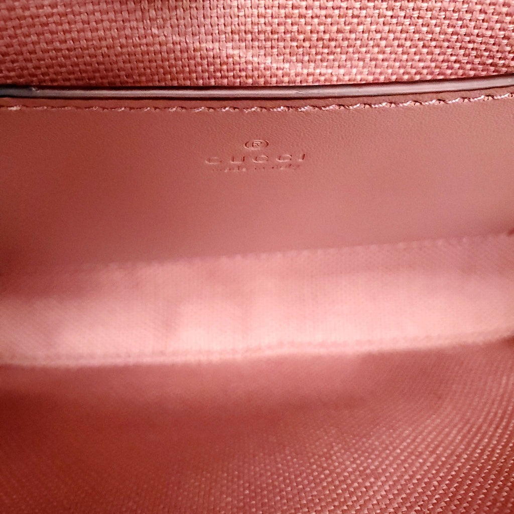GUCCI BLUSH PINK GG EMBOSSED LEATHER MINI CROSSBODY BAG