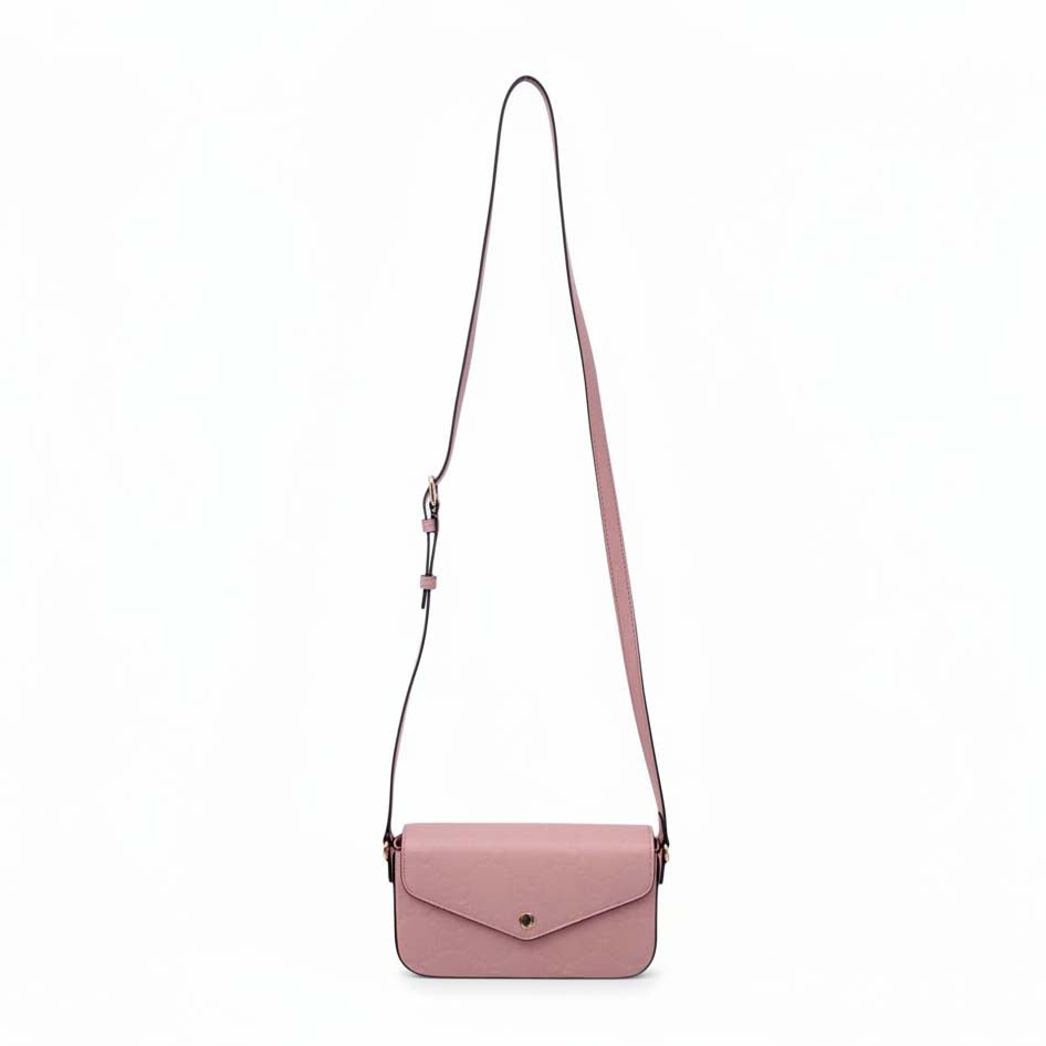 GUCCI BLUSH PINK GG EMBOSSED LEATHER MINI CROSSBODY BAG