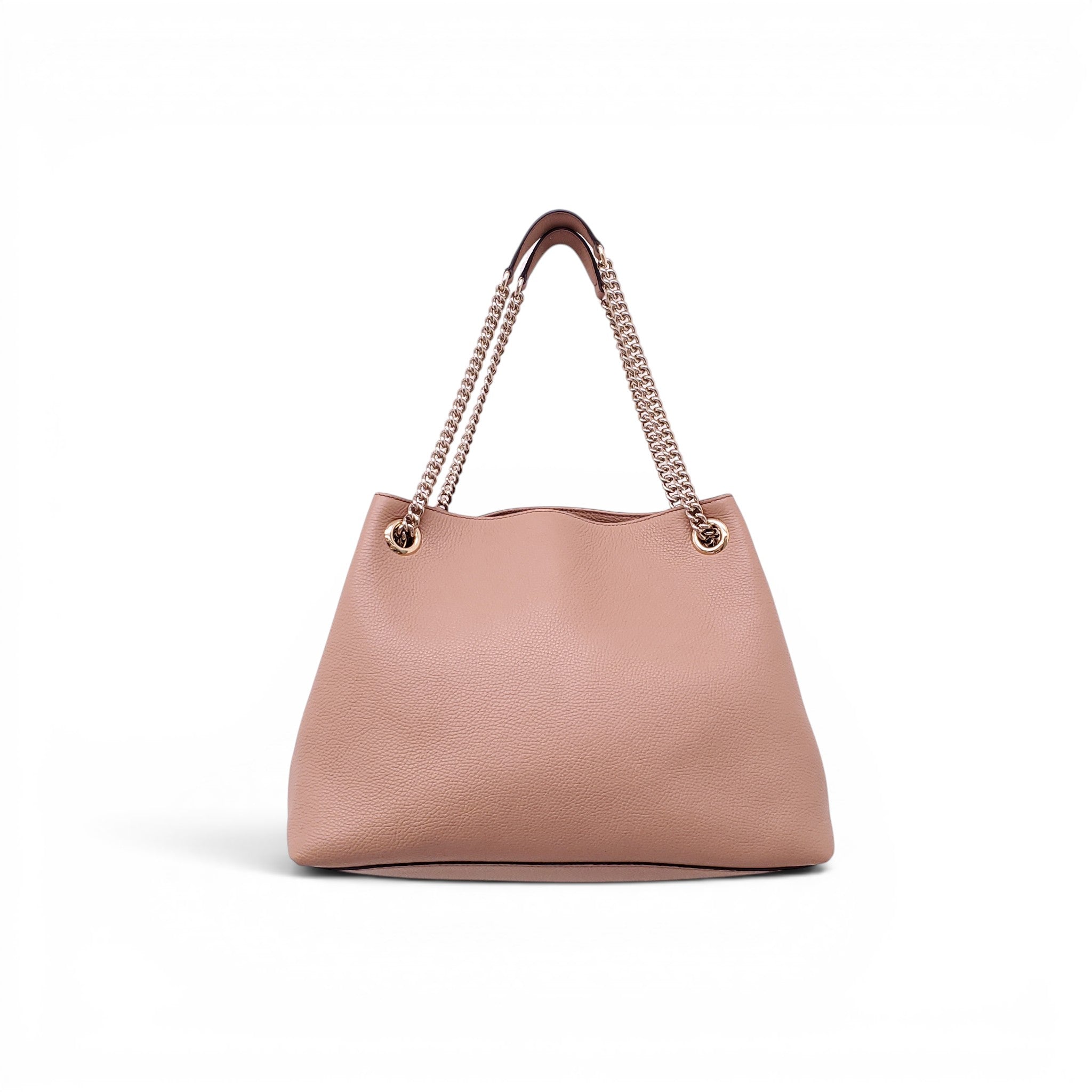 GUCCI BLUSH PINK MEDIUM SOHO TASSLE LOGO CHAIN BAG