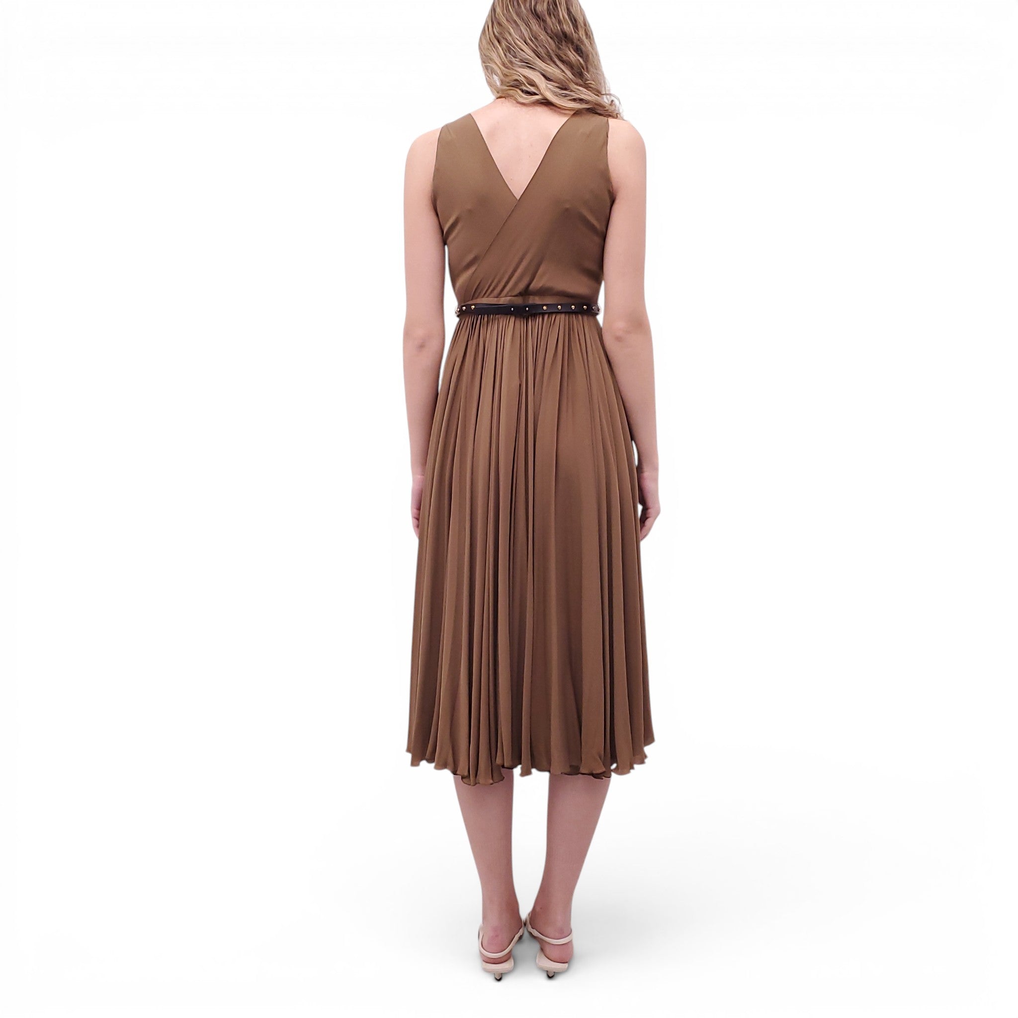 GUCCI BRONZE DRESS WITH DRAGONFLY BELT - SIZE 40