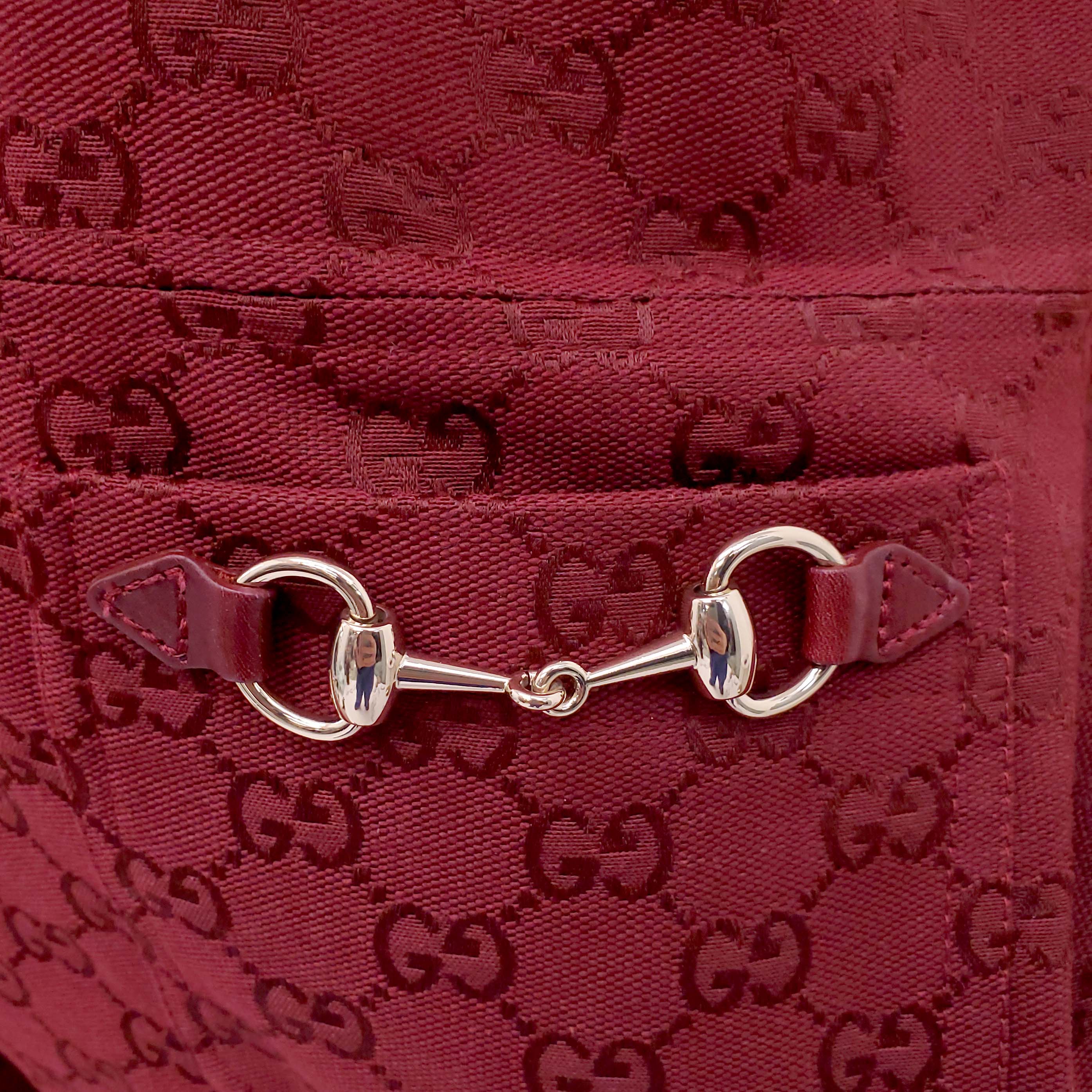 GUCCI BURGUNDY MONOGRAM ROMPER WITH HORSEBIT DETAIL - SIZE 38