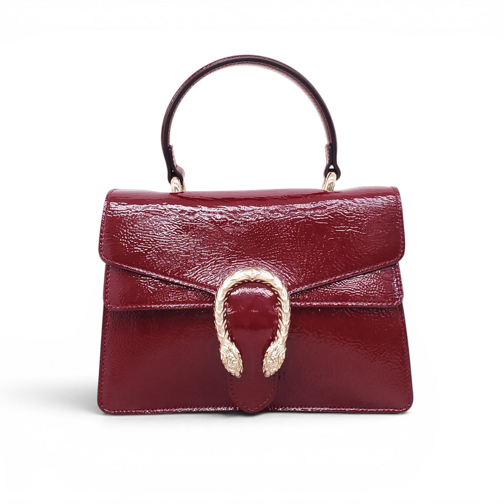 GUCCI BURGUNDY PATENT SHOULDER BAG