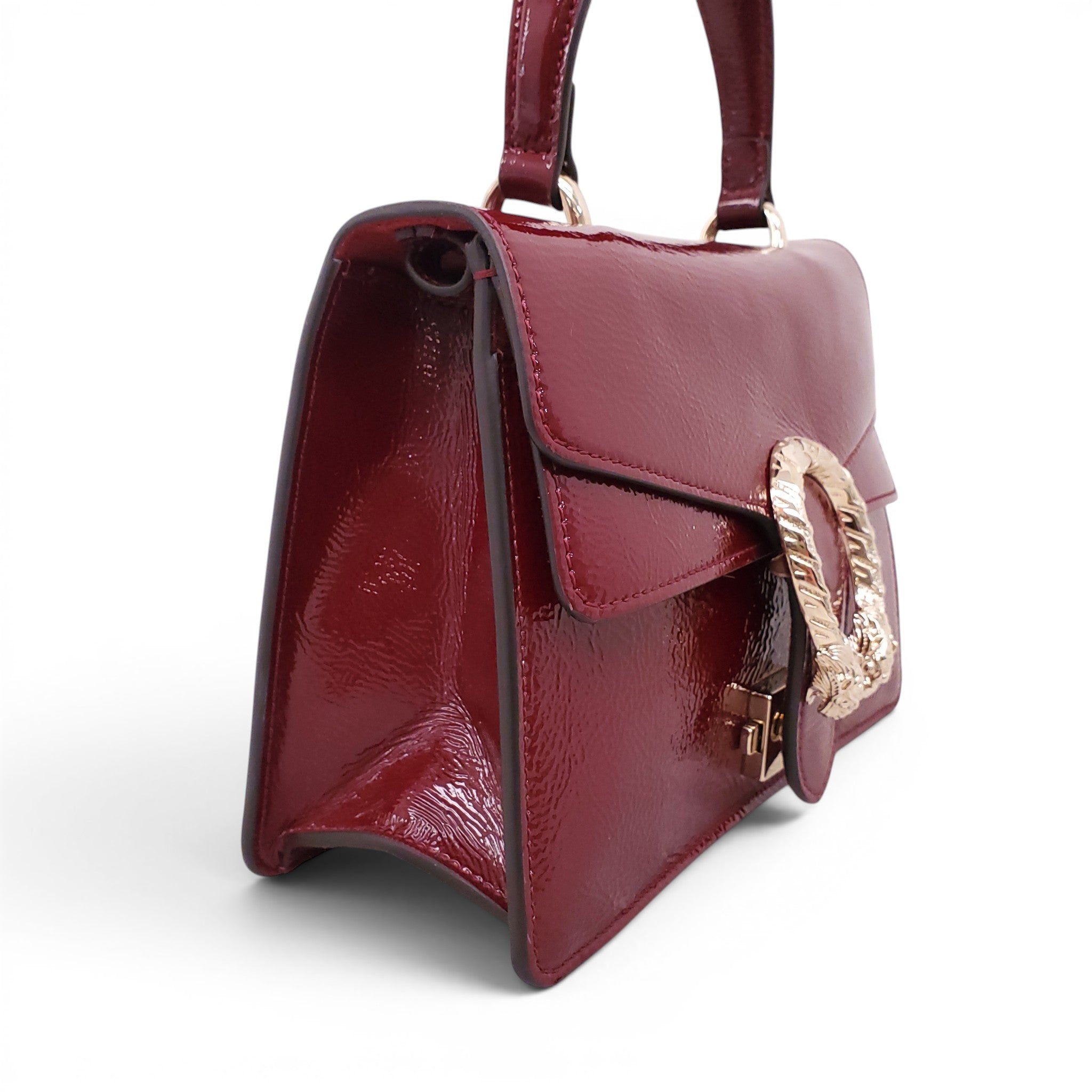 GUCCI BURGUNDY PATENT SHOULDER BAG