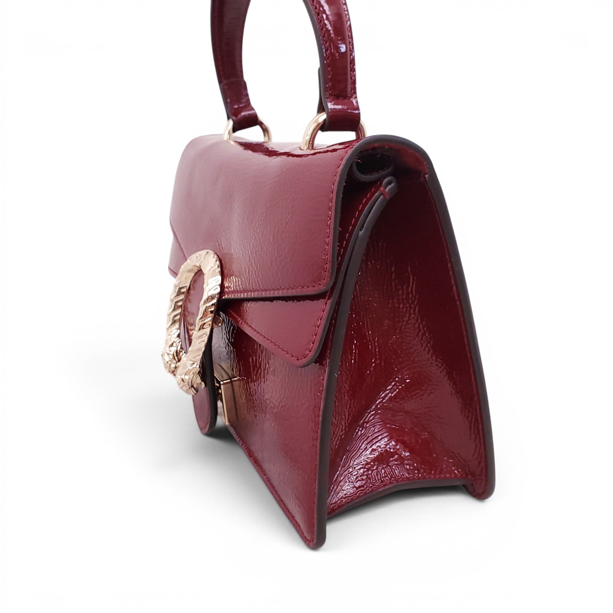 GUCCI BURGUNDY PATENT SHOULDER BAG