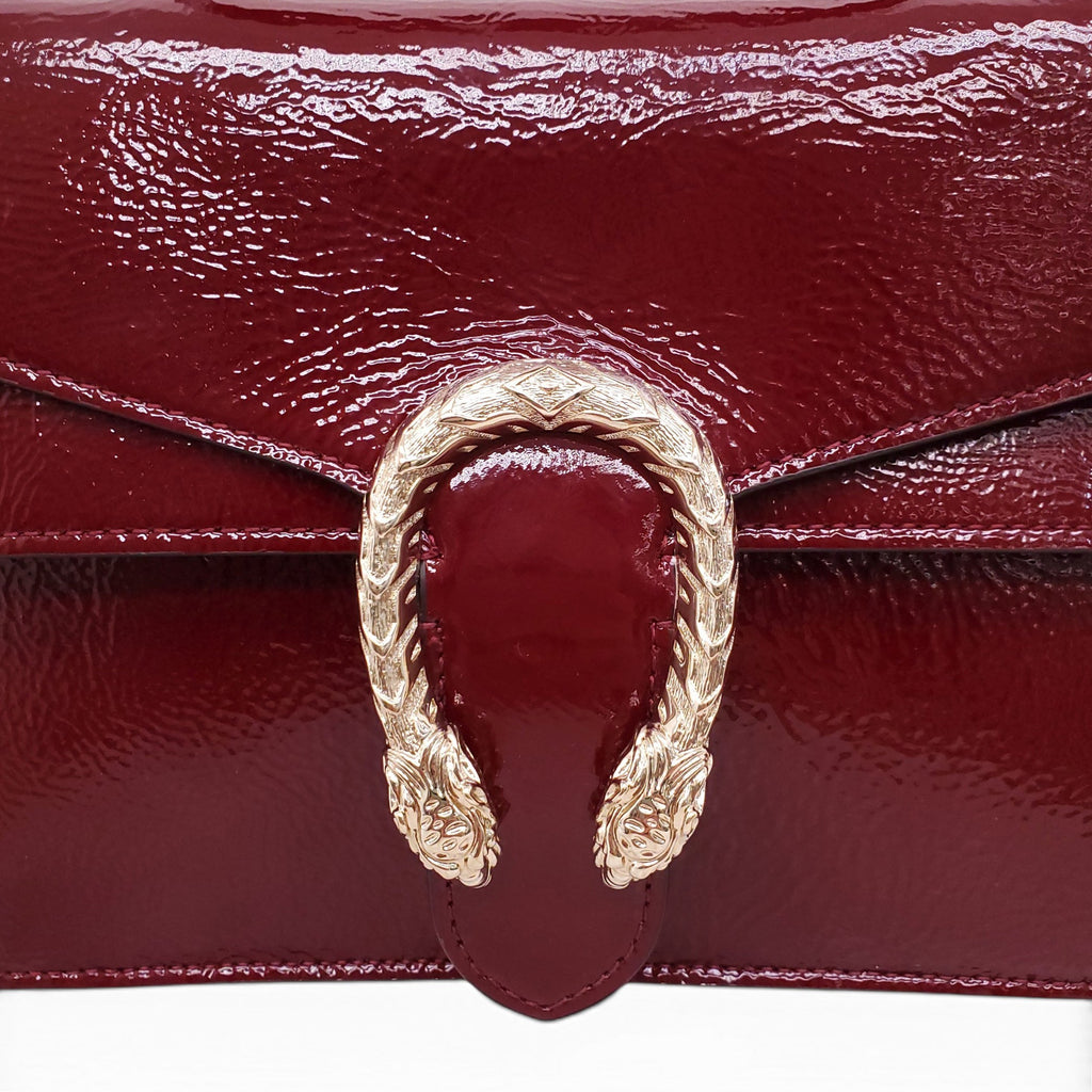 GUCCI BURGUNDY PATENT SHOULDER BAG
