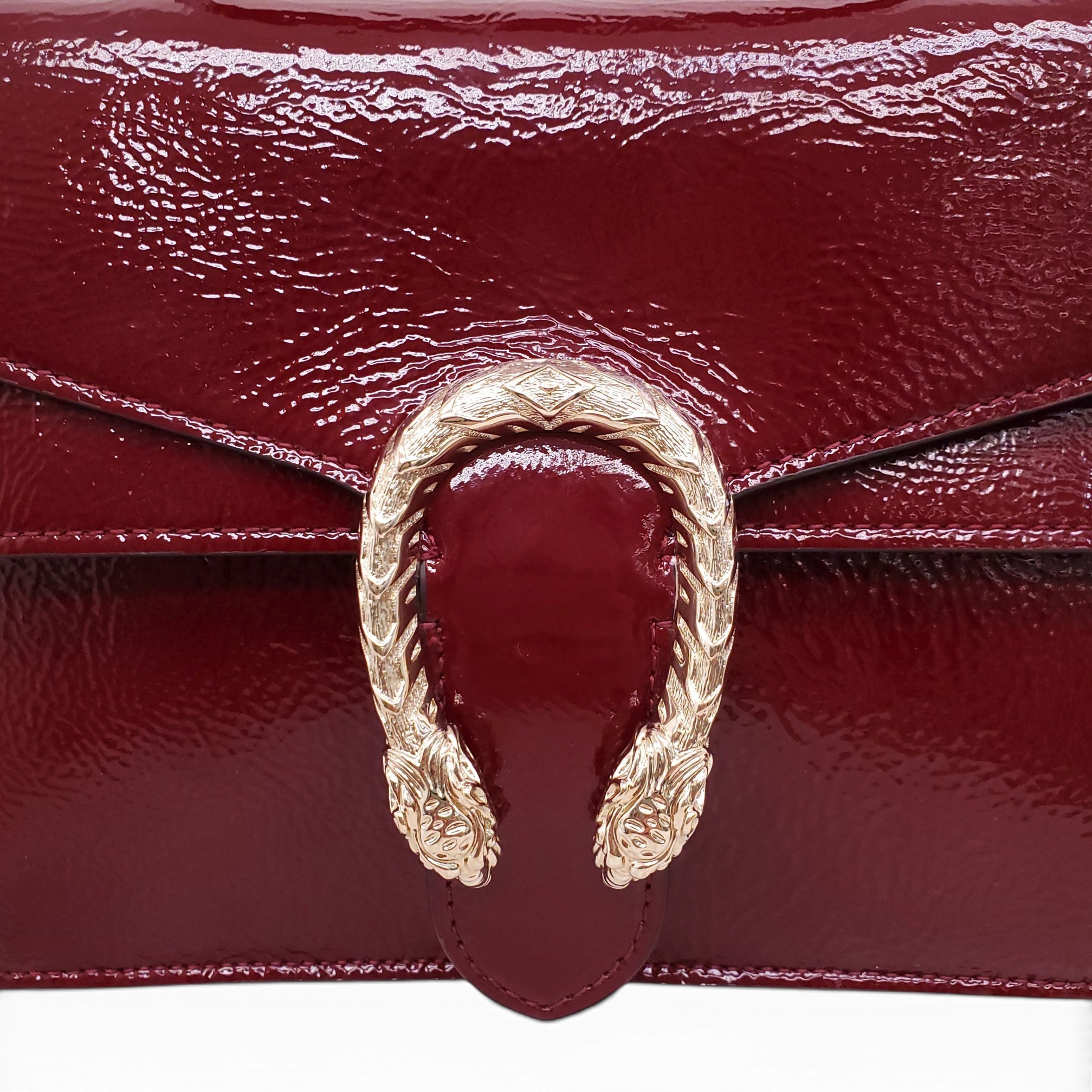 GUCCI BURGUNDY PATENT SHOULDER BAG