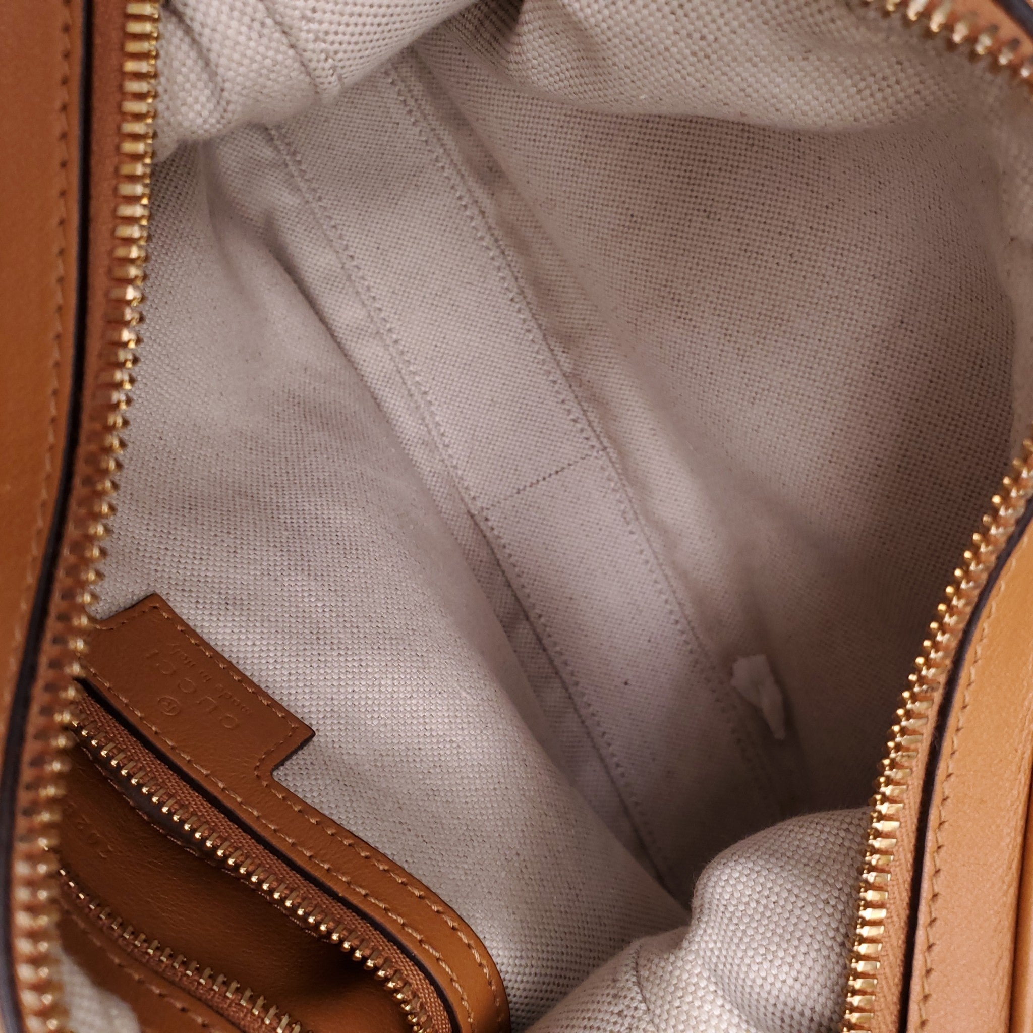 GUCCI CARAMEL ATTACHE SMALL LEATHER SHOULDER BAG