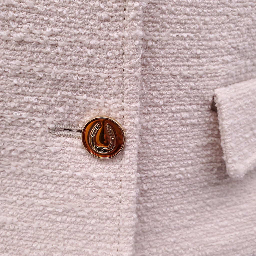 GUCCI CREAM CROPPED BOUCLÉ JACKET WITH HORSESHOE BUTTONS - SIZE 36