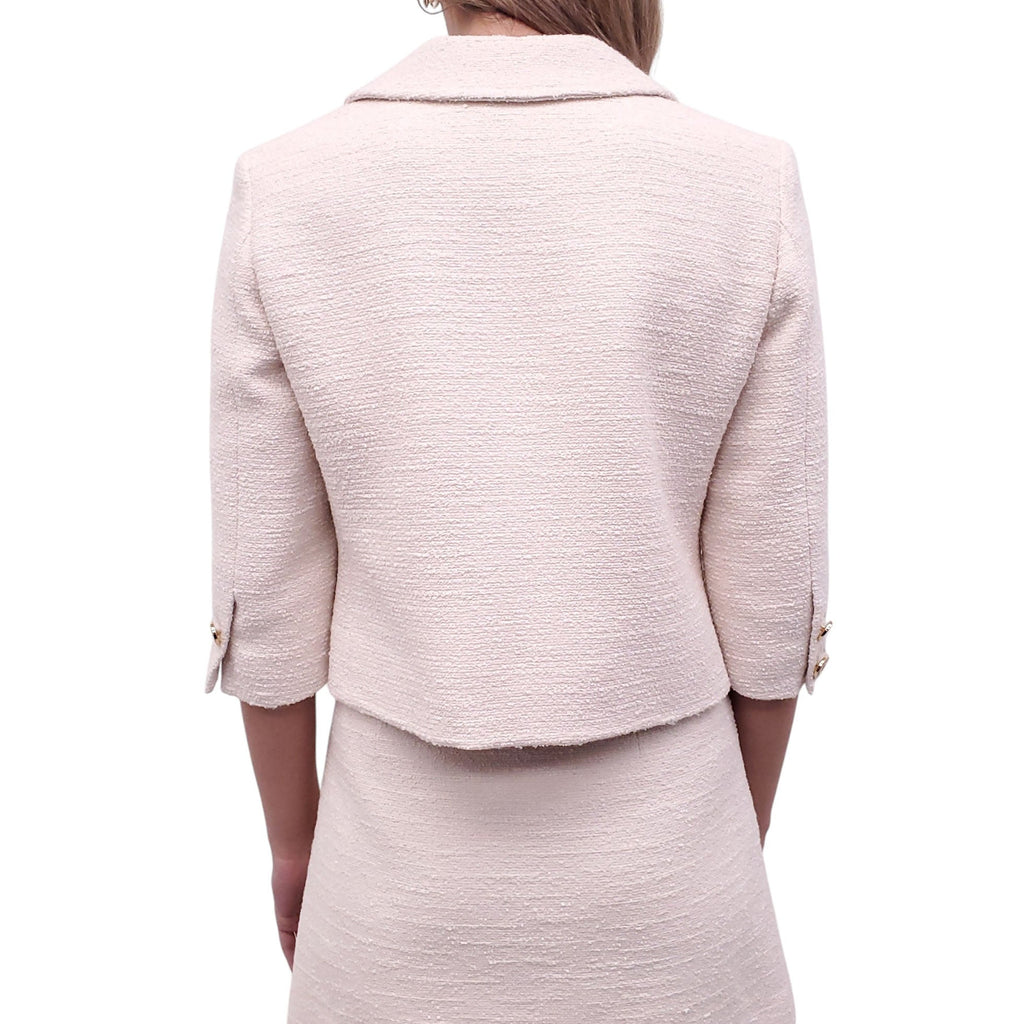 GUCCI CREAM CROPPED BOUCLÉ JACKET WITH HORSESHOE BUTTONS - SIZE 36