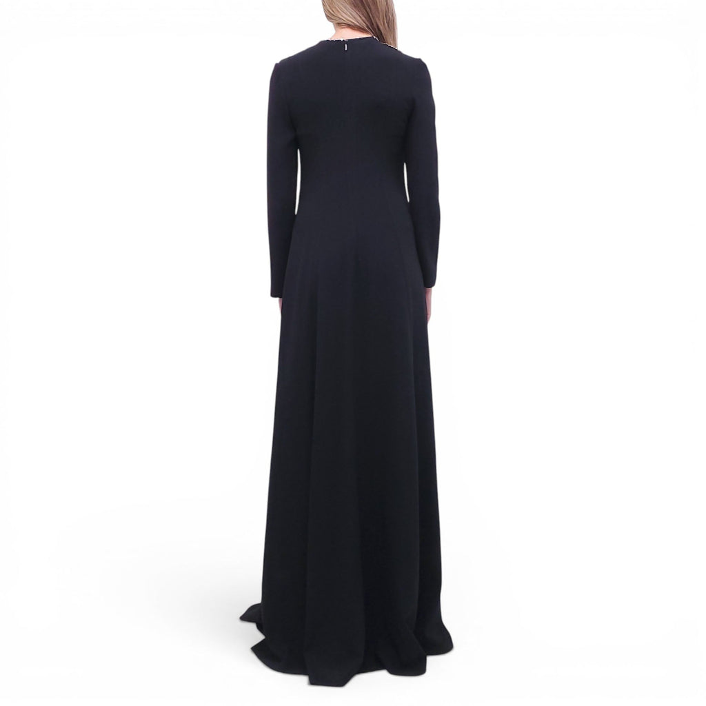 GUCCI BLACK LONG SLEEVE GOWN WITH CRYSTAL STAR EMBELLISHMENTS - SIZE S