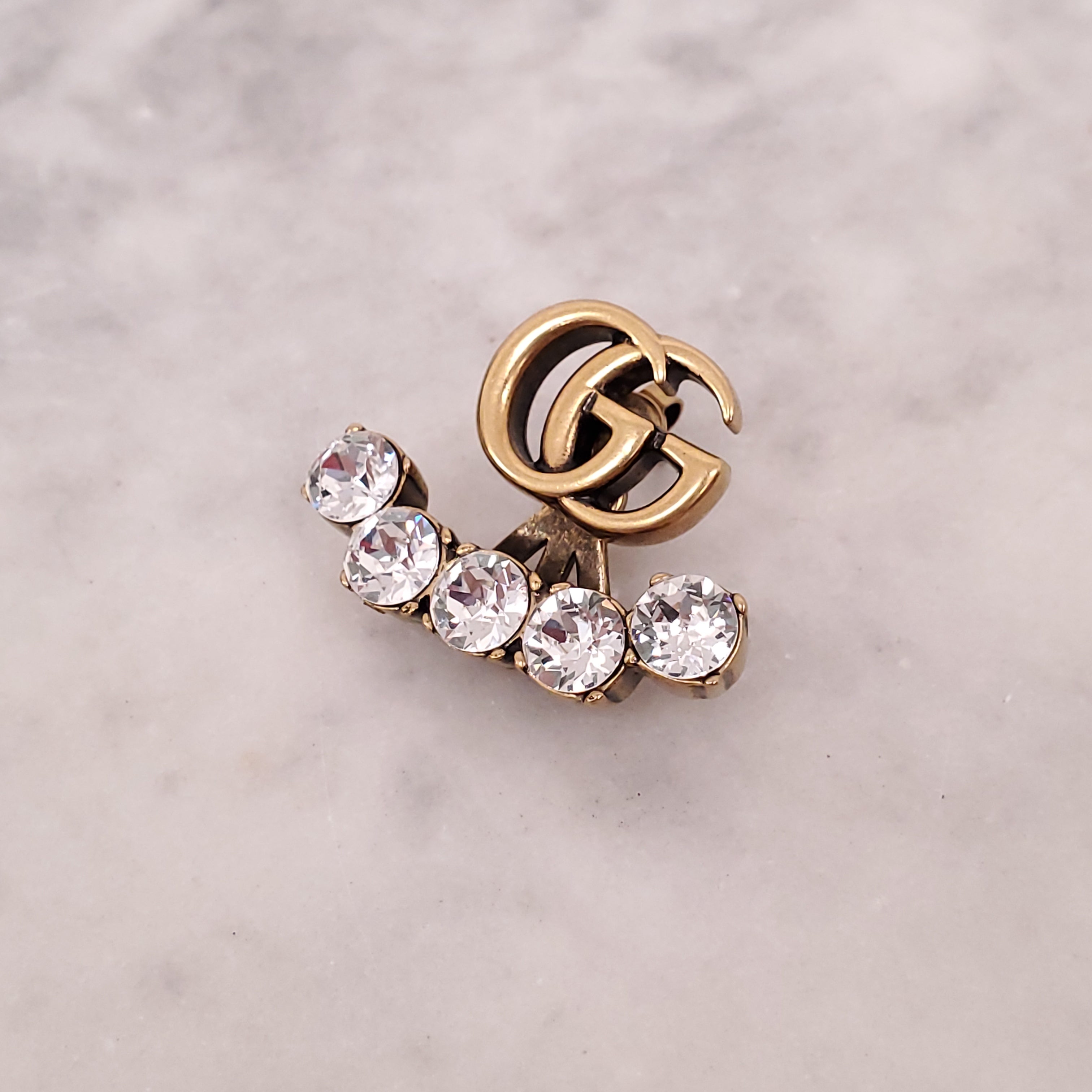 GUCCI CRYSTAL LOGO SINGLE EARRING