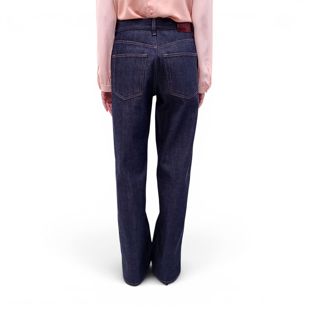 GUCCI DARK WASH JEANS WITH LOGO SLITS - SIZE 27