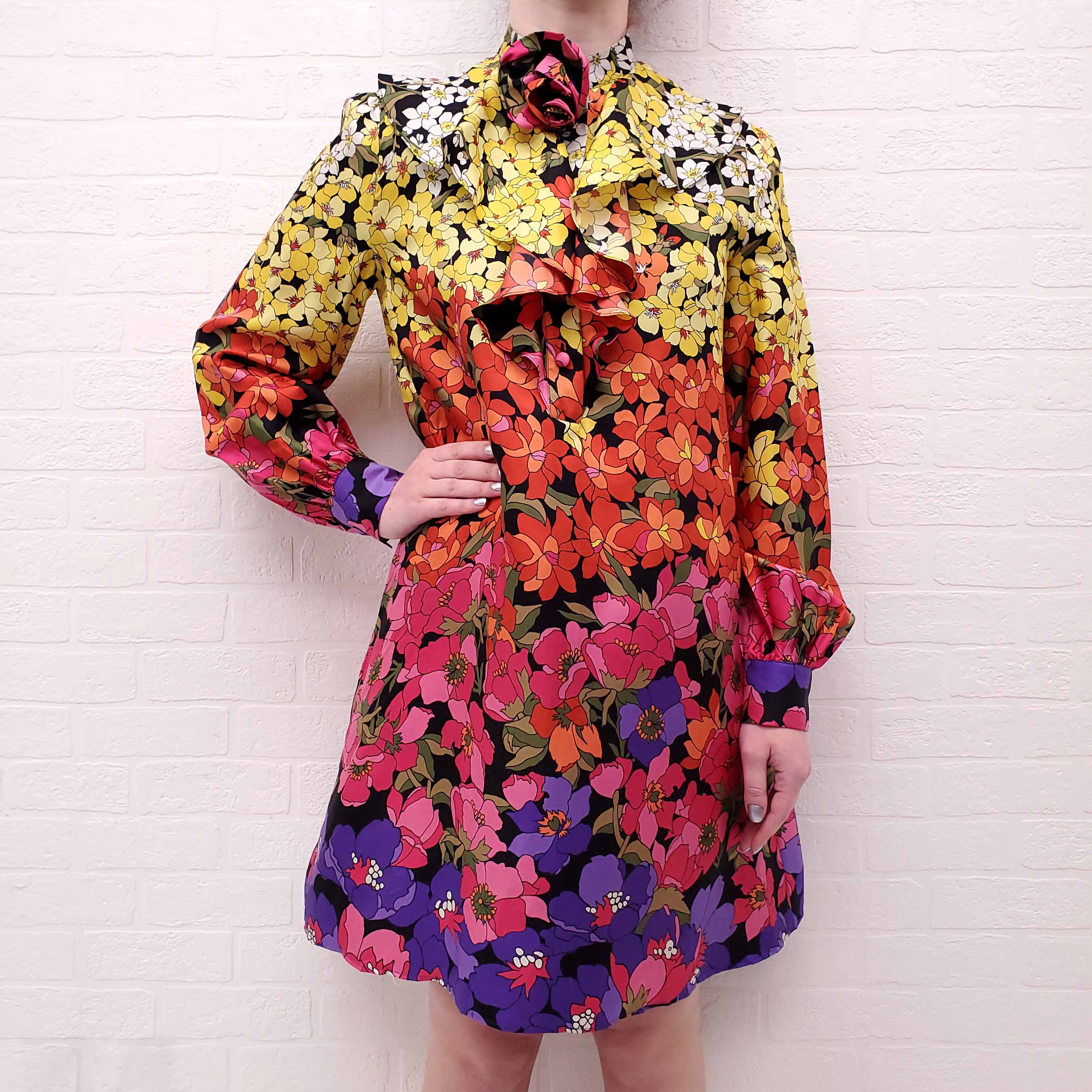 GUCCI FLORAL SILK DRESS - SIZE 40