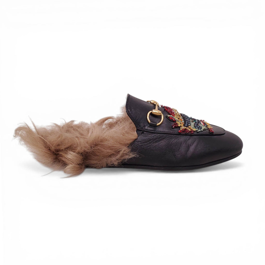 GUCCI FUR LOAFERS WITH HORSEBIT DETAIL - SIZE 36