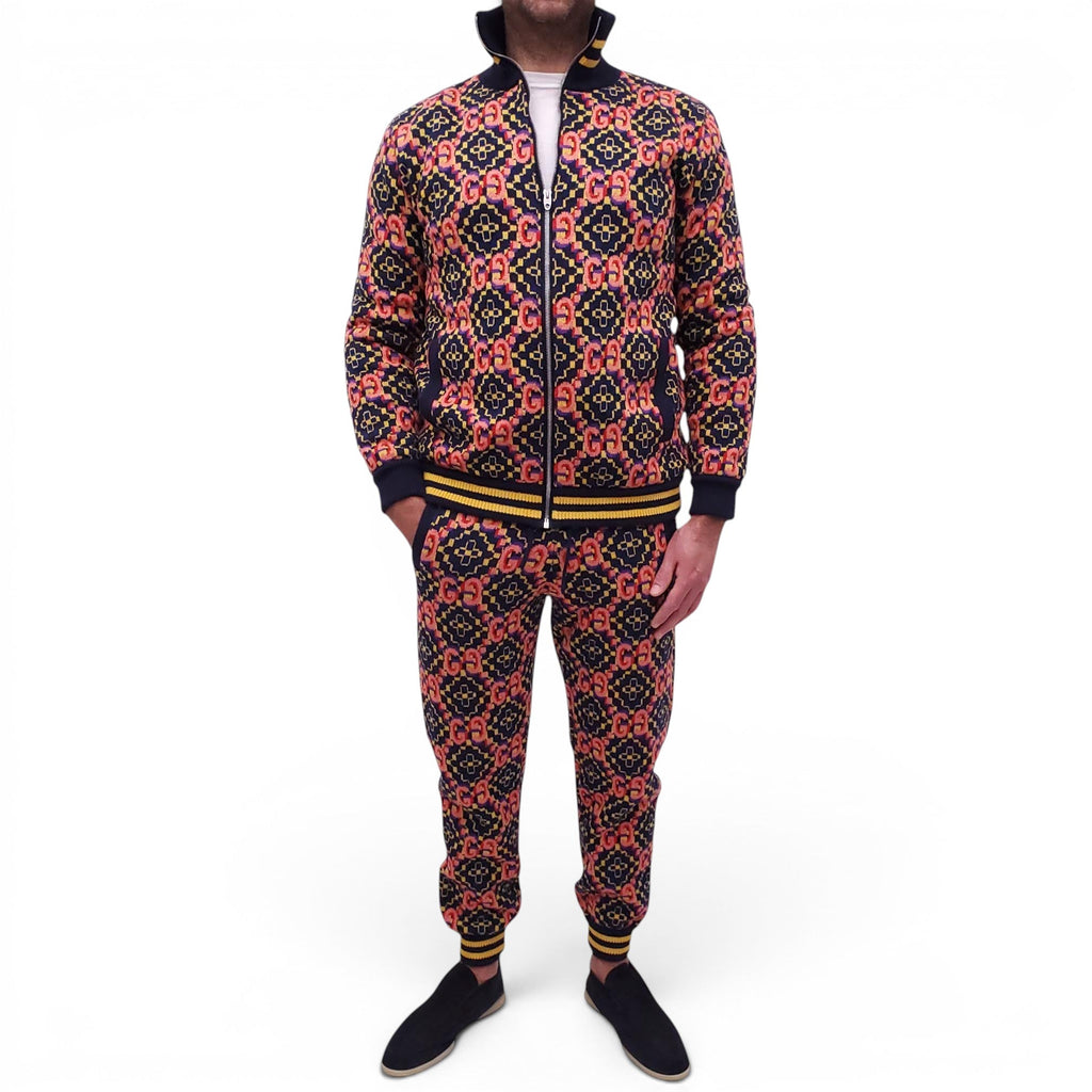 GUCCI GG PSYCHEDELIC-JACQUARD KNIT WOOL TROUSERS - MEN'S SIZE S