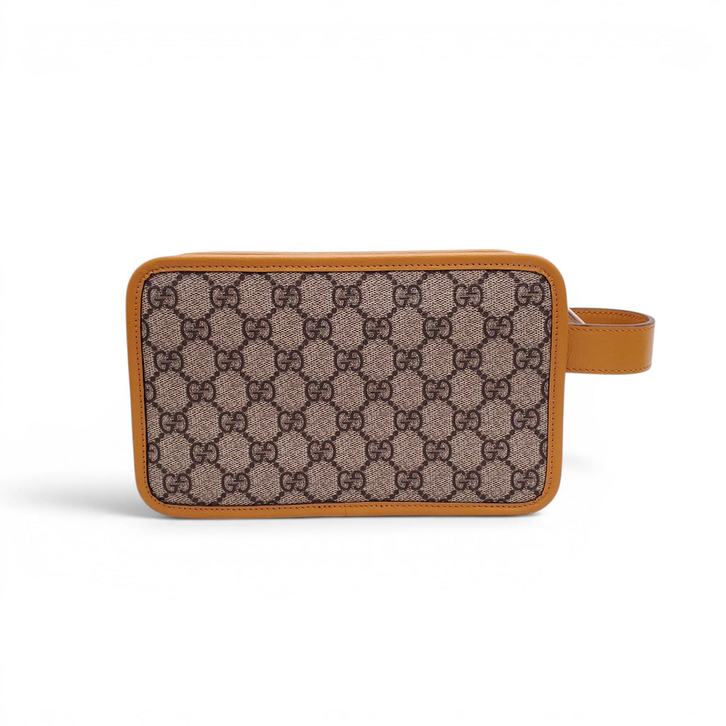 GUCCI GG SUPREME MONOGRAM CALFSKIN LEATHER TRAVEL POUCH