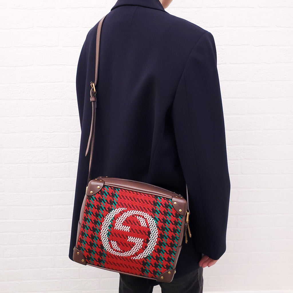 GUCCI HOUNDSTOOTH SOFT TRUNK BAG