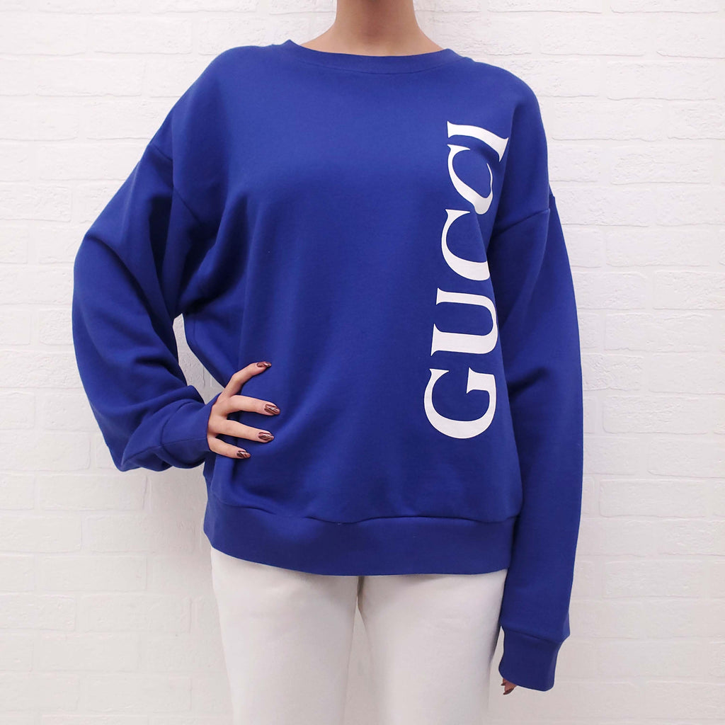 GUCCI PERIWINKLE LOGO SWEATSHIRT - SIZE L MENS/XXL WOMENS