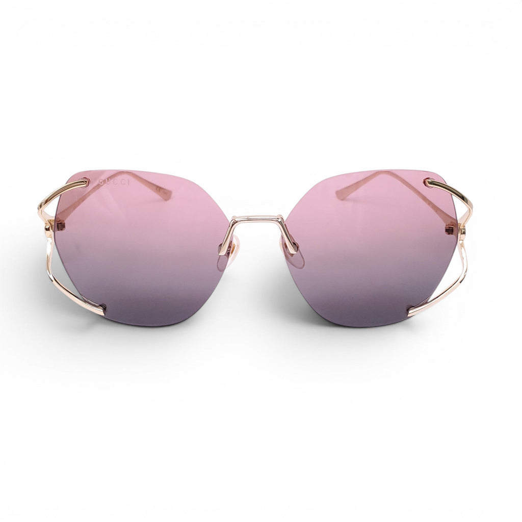 GUCCI PURPLE LENS OMBRE SUNGLASSES WITH GOLD HARDWARE