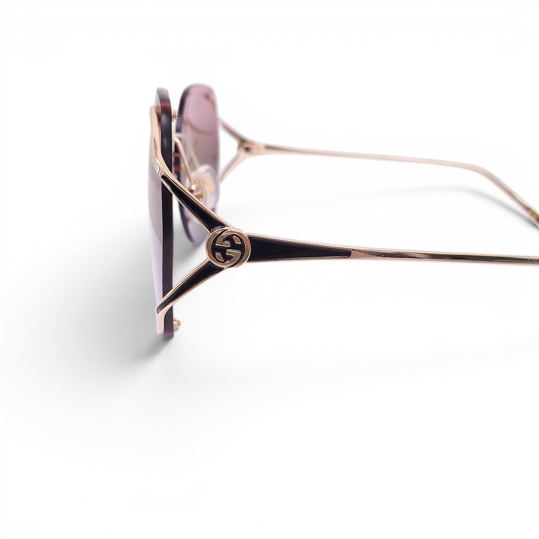 GUCCI PURPLE LENS OMBRE SUNGLASSES WITH GOLD HARDWARE