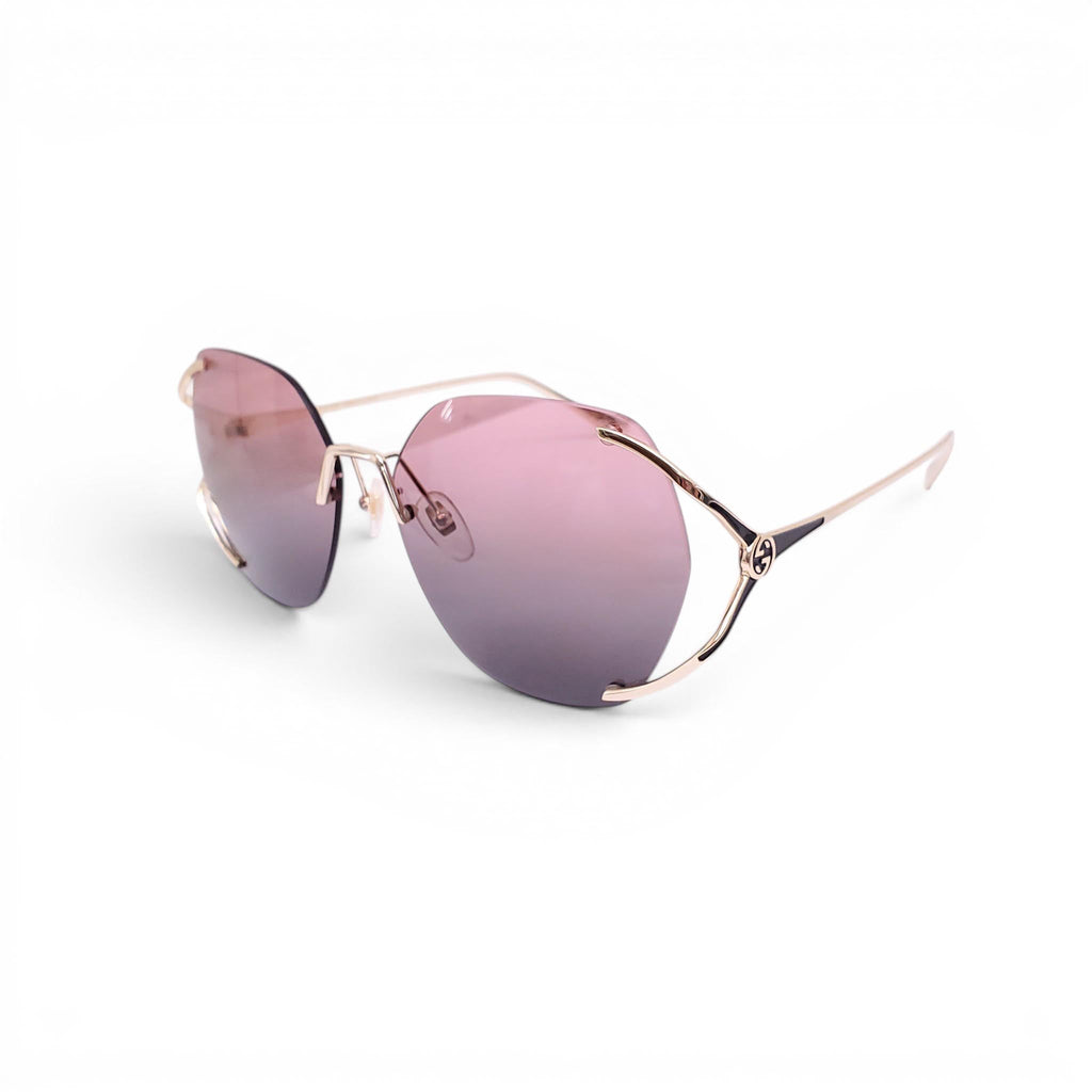 GUCCI PURPLE LENS OMBRE SUNGLASSES WITH GOLD HARDWARE