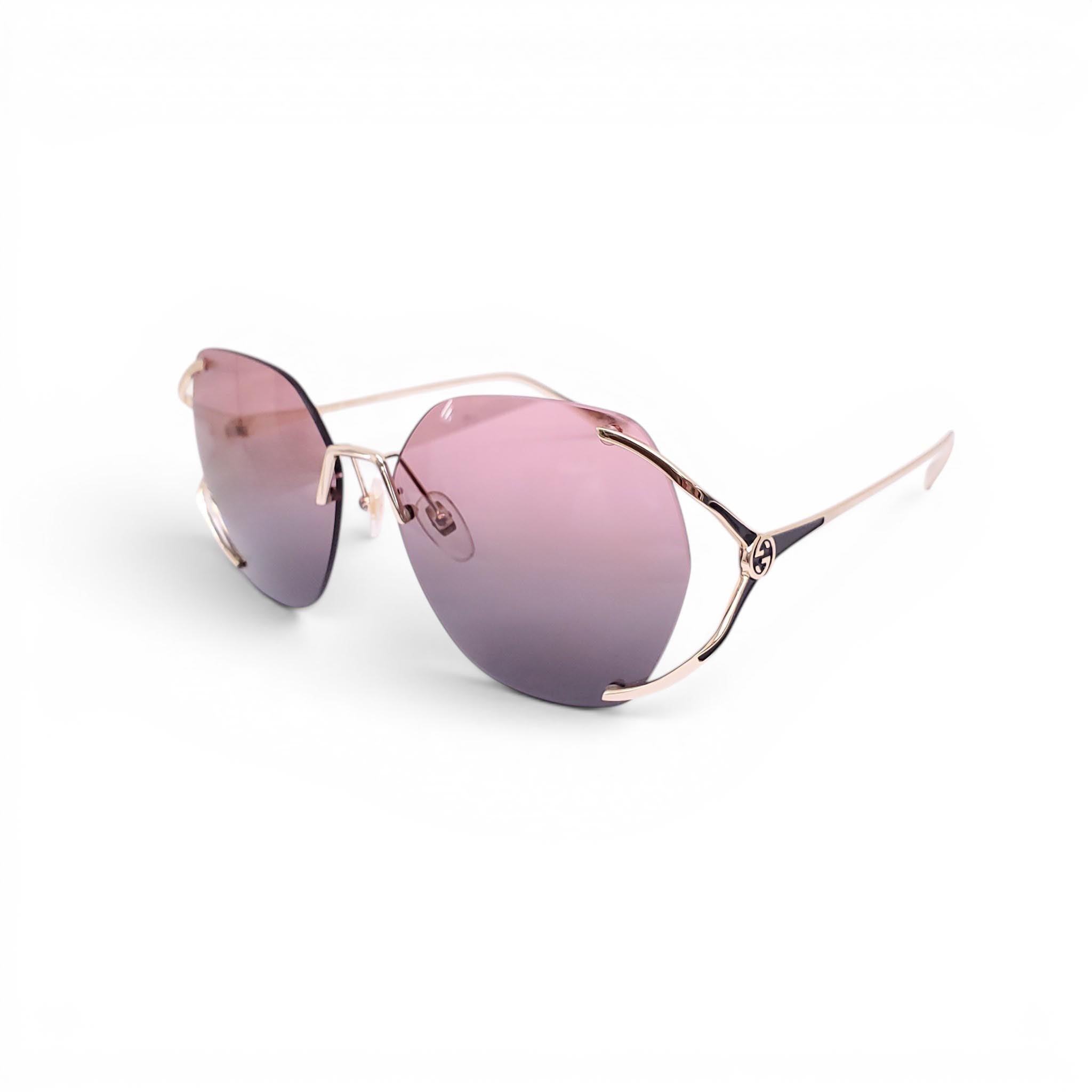 GUCCI PURPLE LENS OMBRE SUNGLASSES WITH GOLD HARDWARE