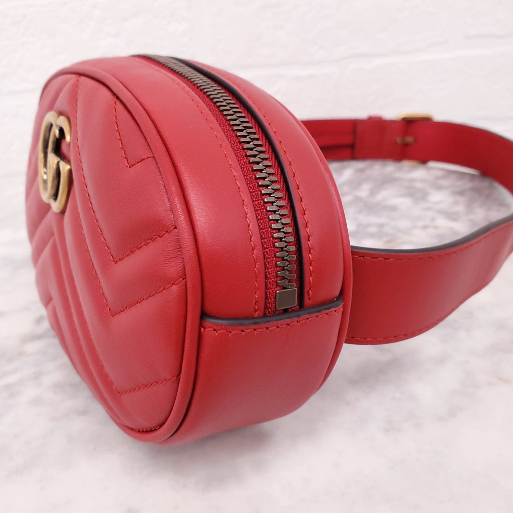 GUCCI RED GG MARMONT BELT BAG - SIZE 85