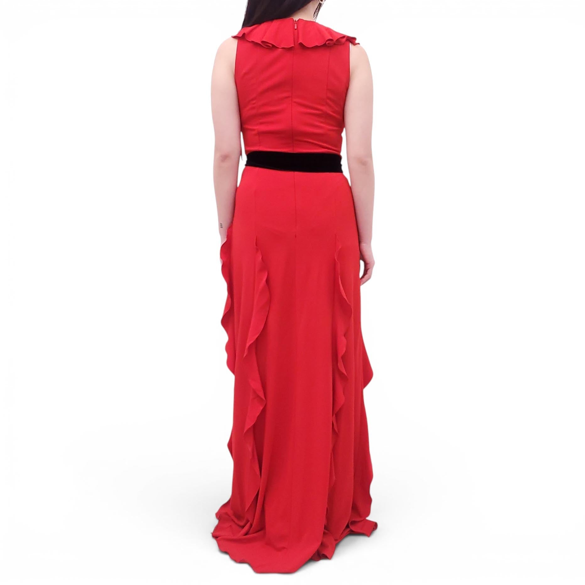 GUCCI RED GOWN WITH VELVET BOW DETAIL - SIZE M