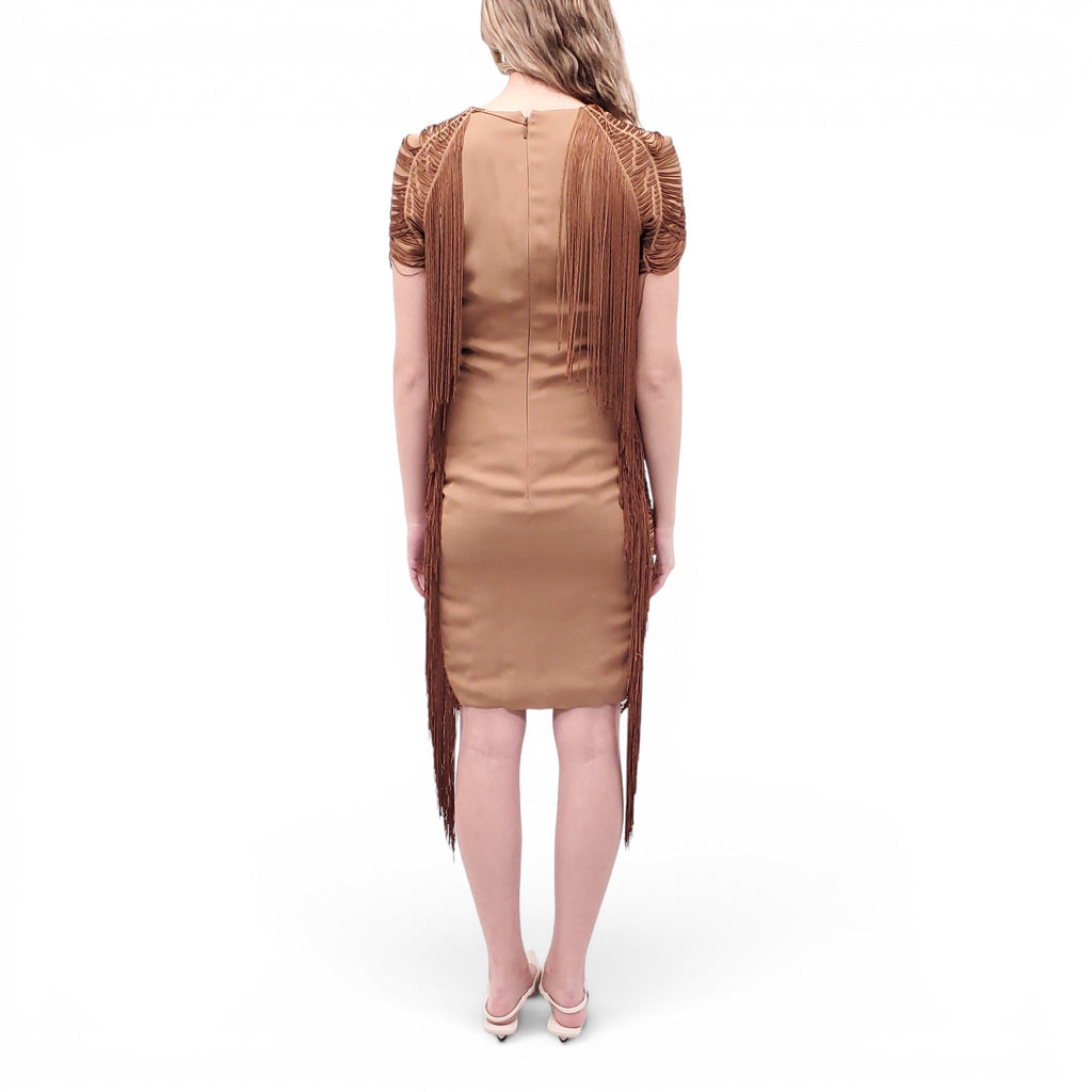 GUCCI RUNWAY BROWN FRINGE DRESS - SIZE 40