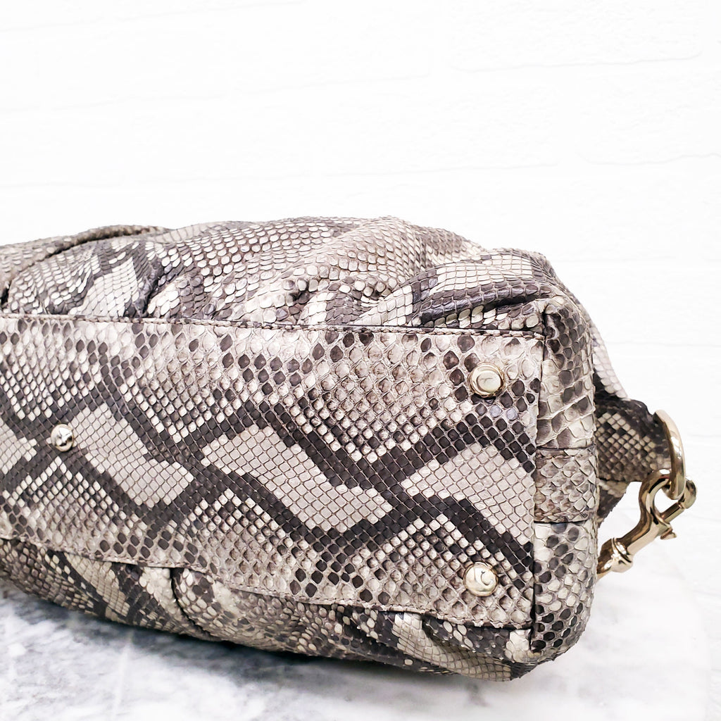GUCCI SNAKESKIN HANDBAG WITH BAMBOO HANDLE