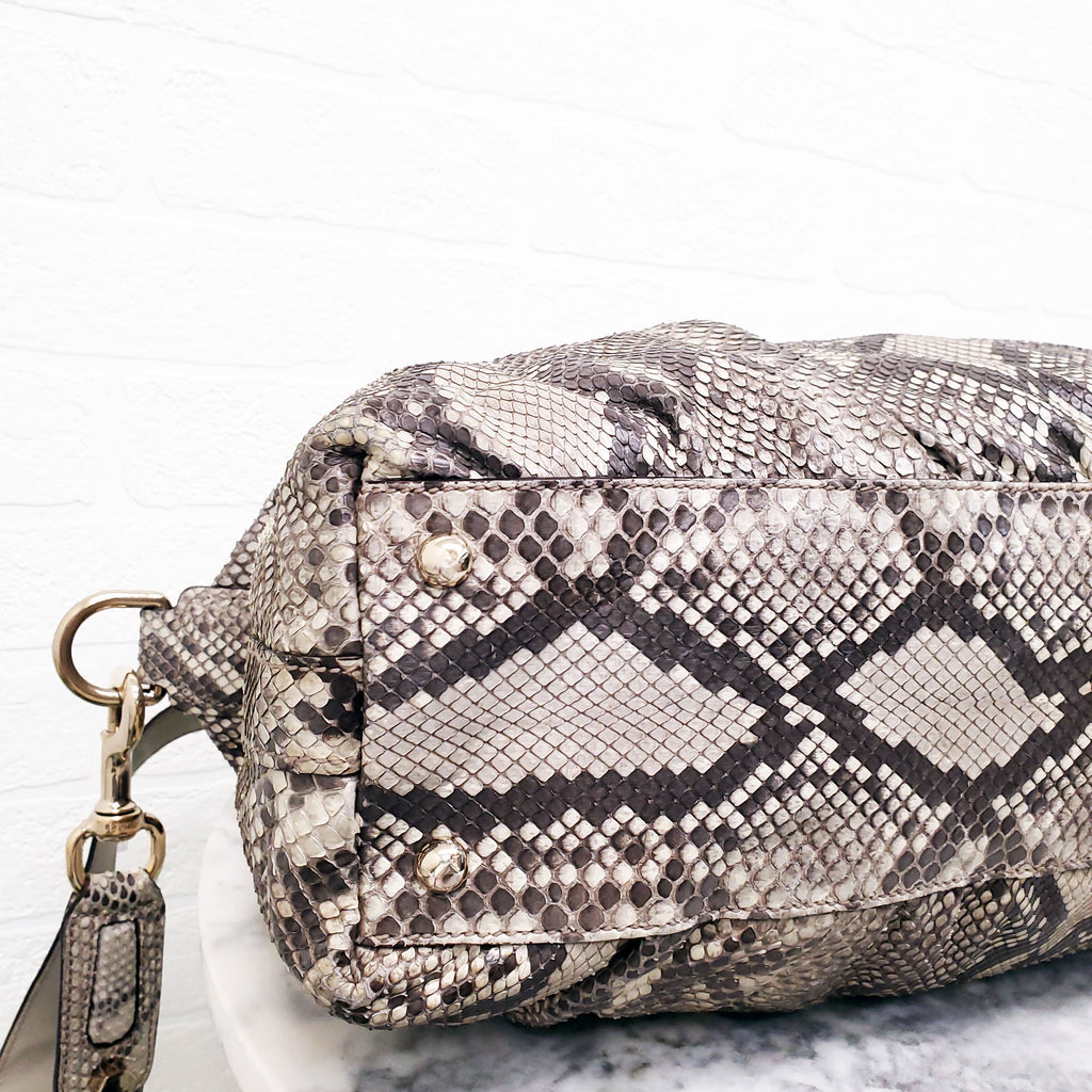 GUCCI SNAKESKIN HANDBAG WITH BAMBOO HANDLE