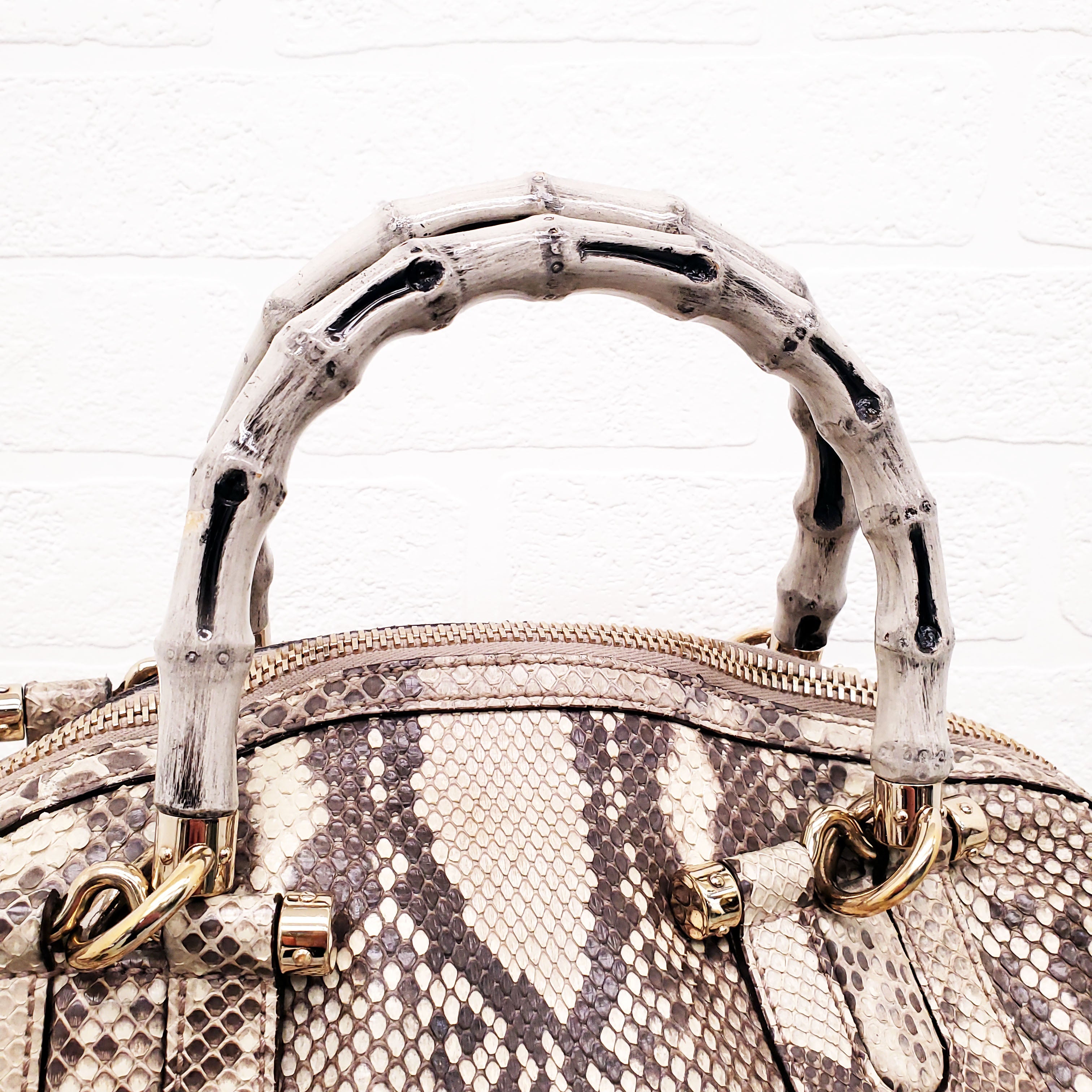 GUCCI SNAKESKIN HANDBAG WITH BAMBOO HANDLE