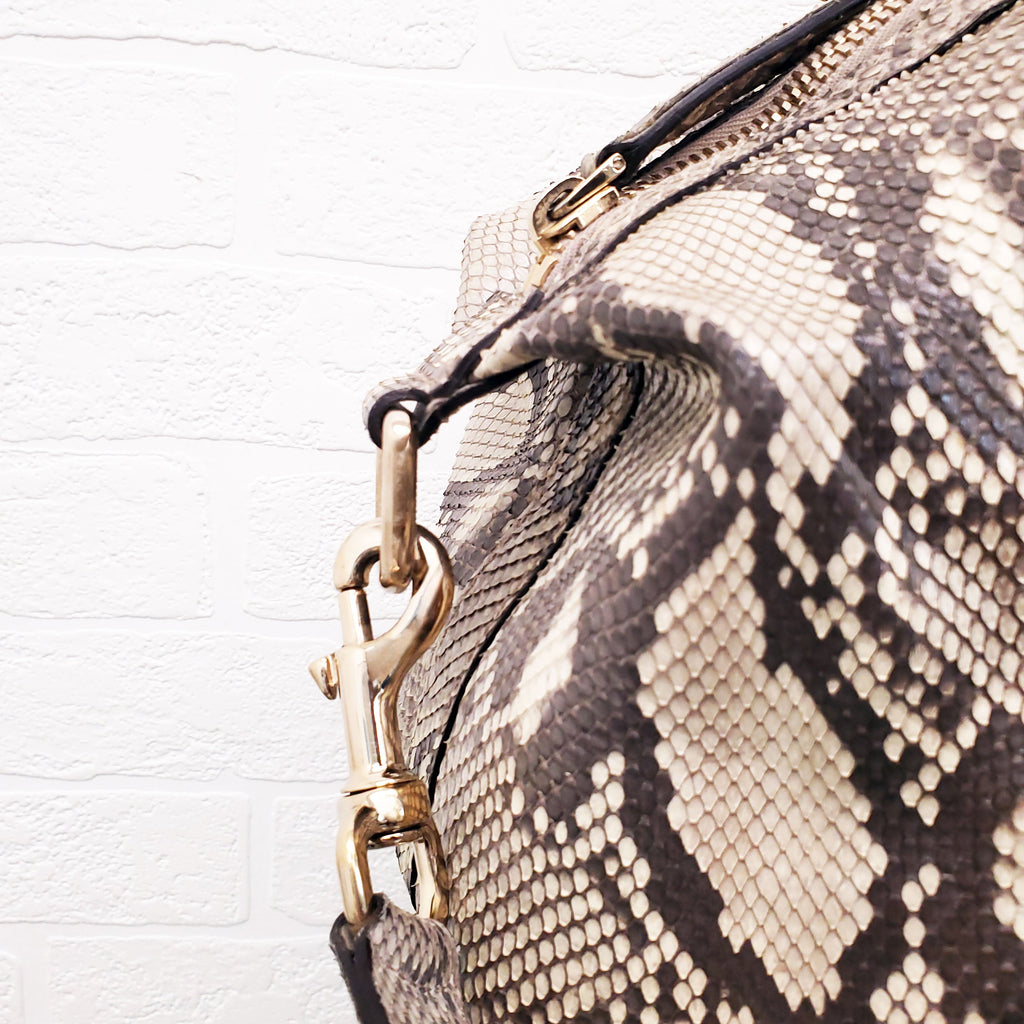 GUCCI SNAKESKIN HANDBAG WITH BAMBOO HANDLE